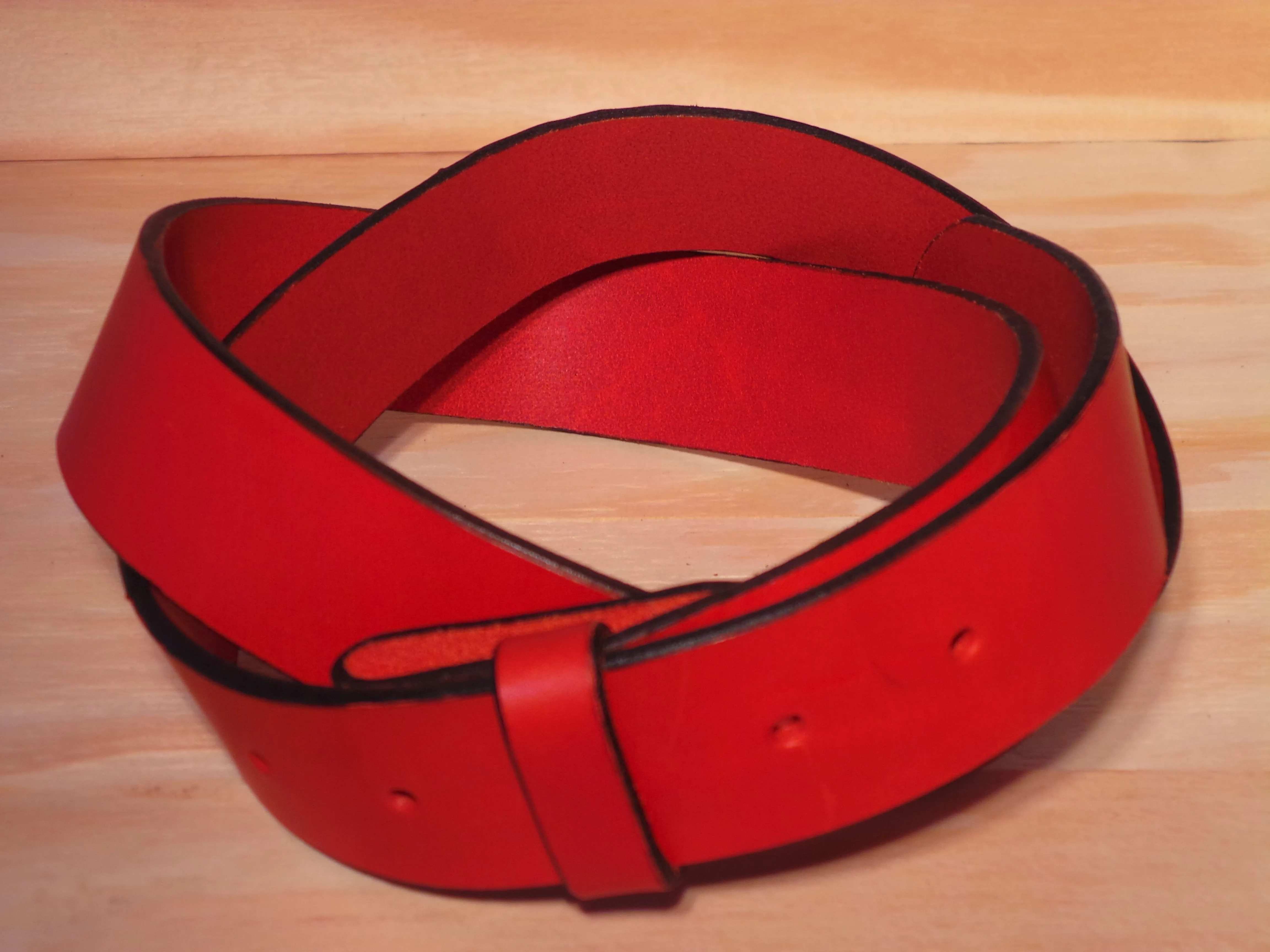 100% Real Red 2" Inch (50mm) Leather Belt Strap