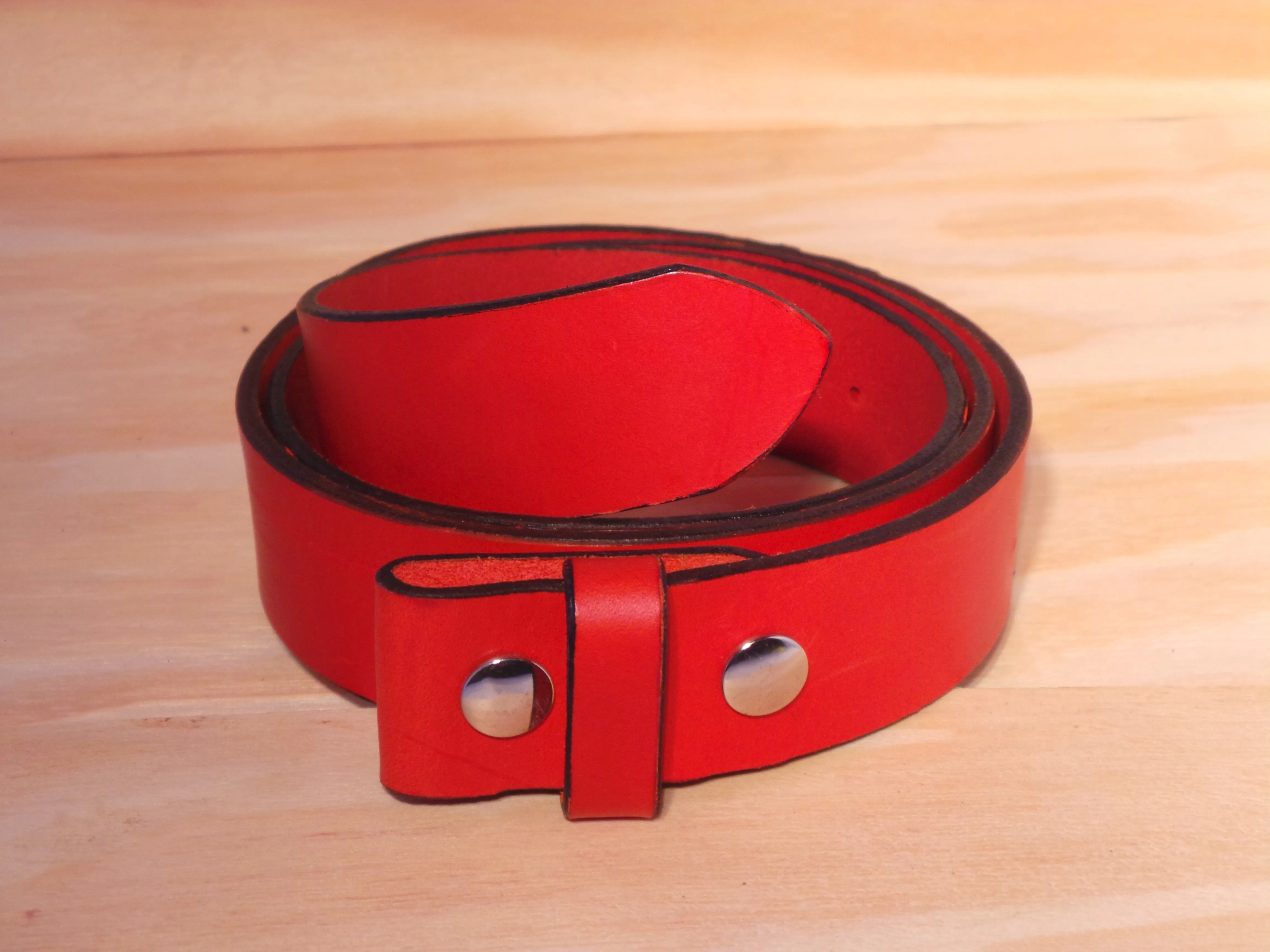 100% Real Red 2" Inch (50mm) Leather Belt Strap
