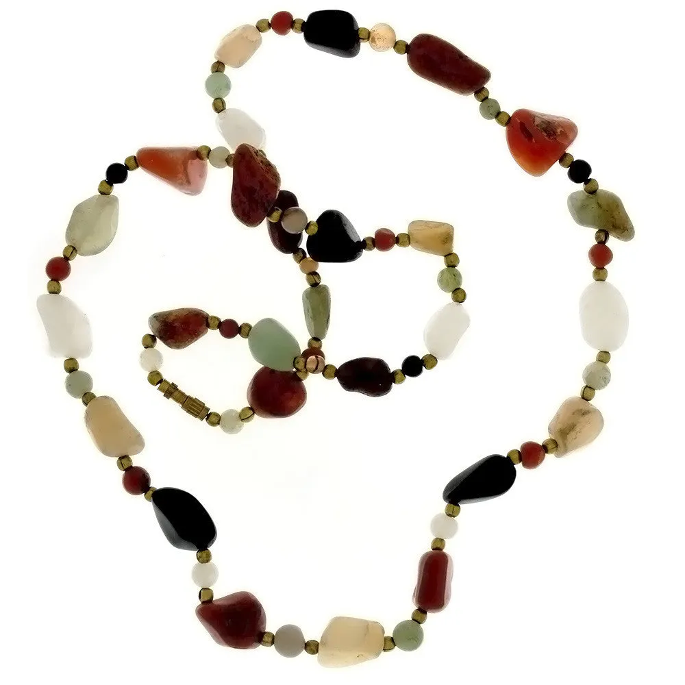 BEADED GEMSTONE VARIOUS BEGGAR BEAD NECKLACE