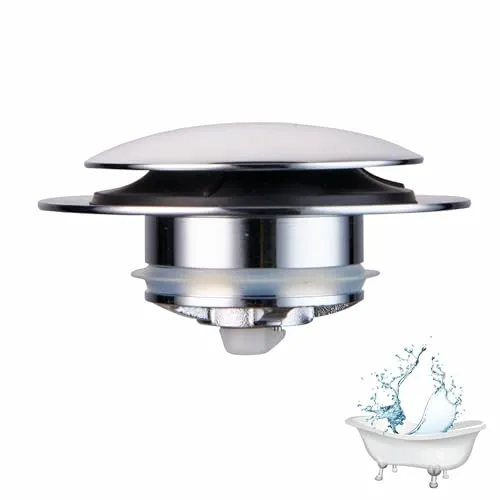 Brushed Bath Tub Drain Stoppers,Wellup Universal Pop Up Bathtub Drain Stopper Replacement Tip Toe, Lift and Turn for Bathtub,EZ Bath tub Plug Conversion Kit Assembly (Brushed Nickel)