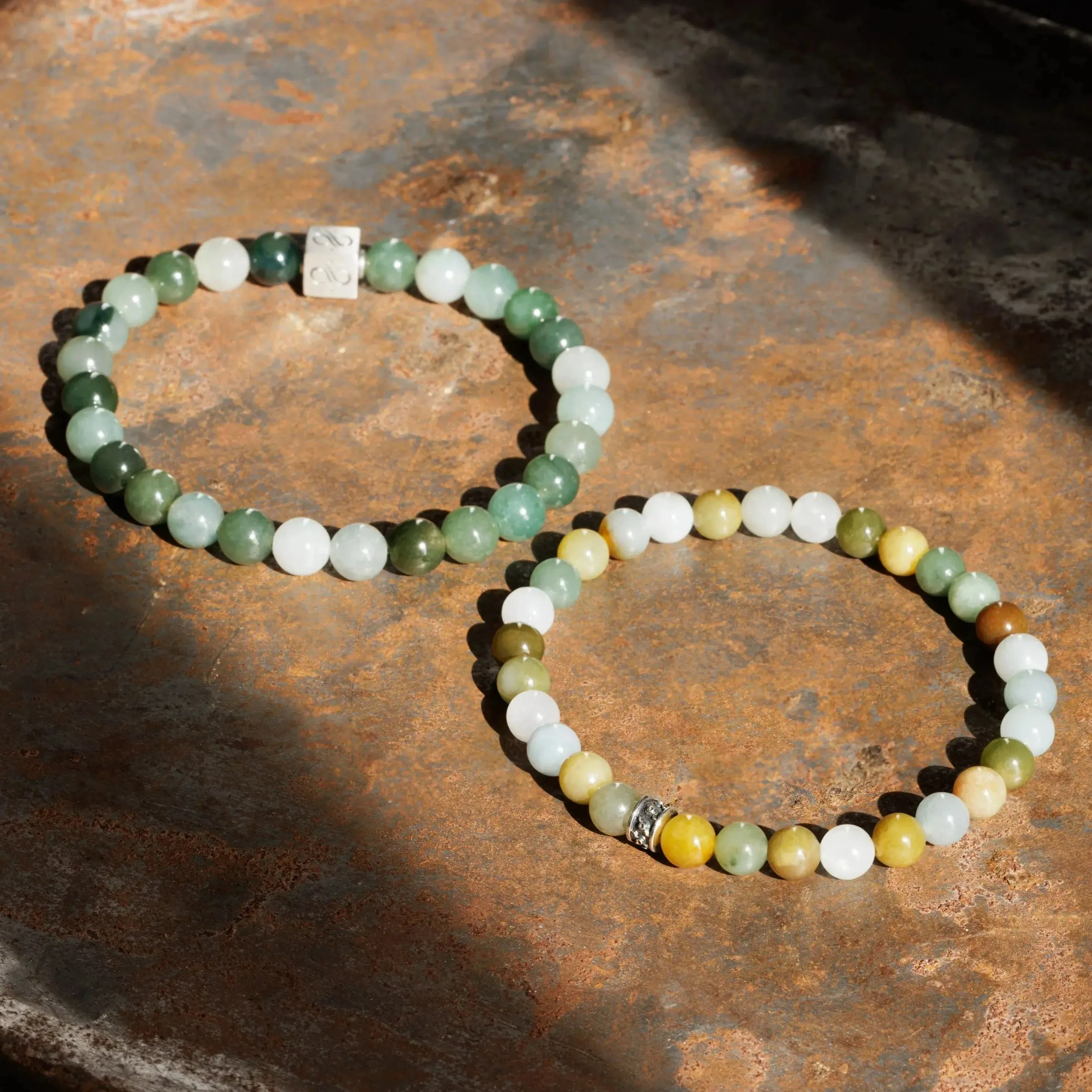 Burmese Mixed Green Jade Bracelet III (7.5-8mm)