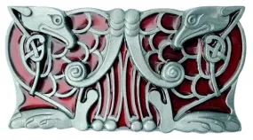 Celtic Birds Design Red Belt Buckle