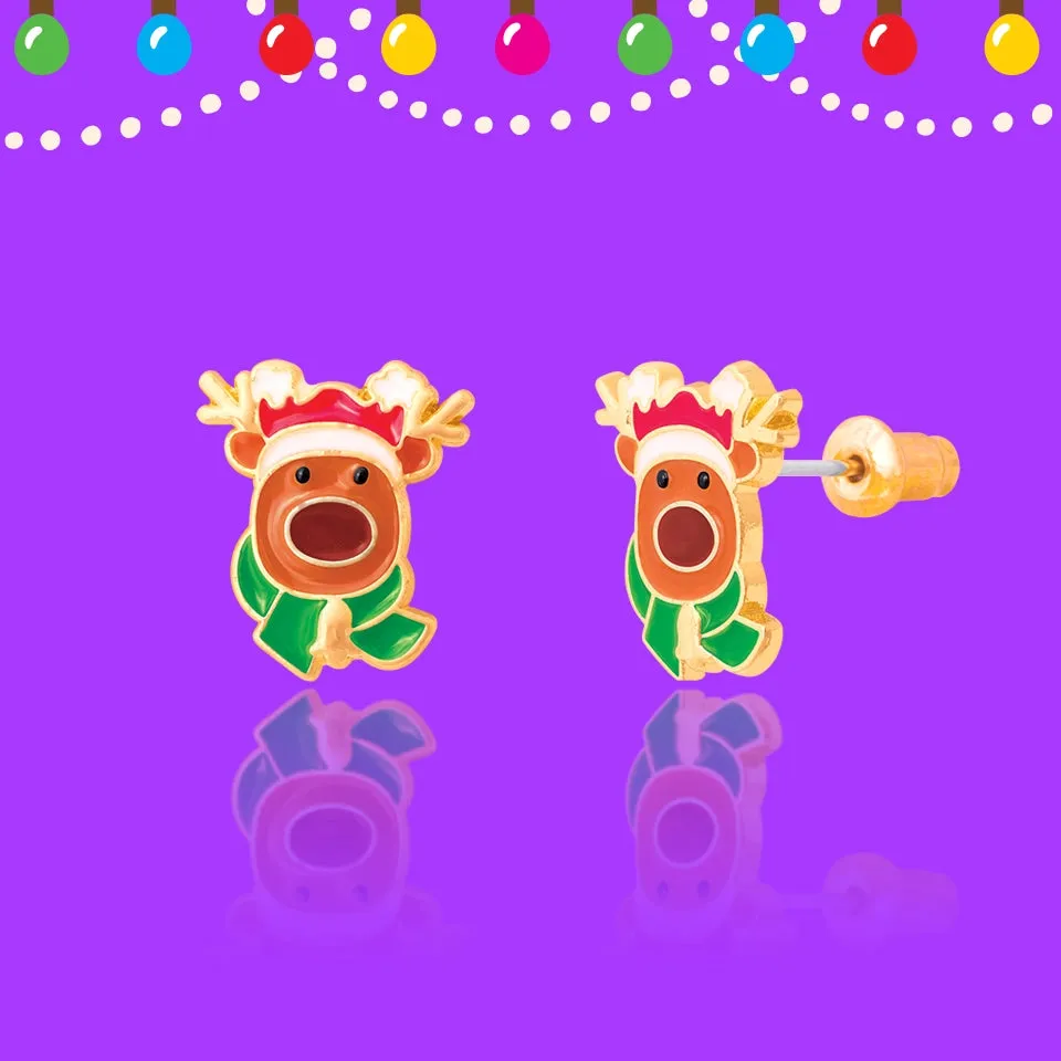 Christmas Reindeer Magic Cutie Stud Earrings