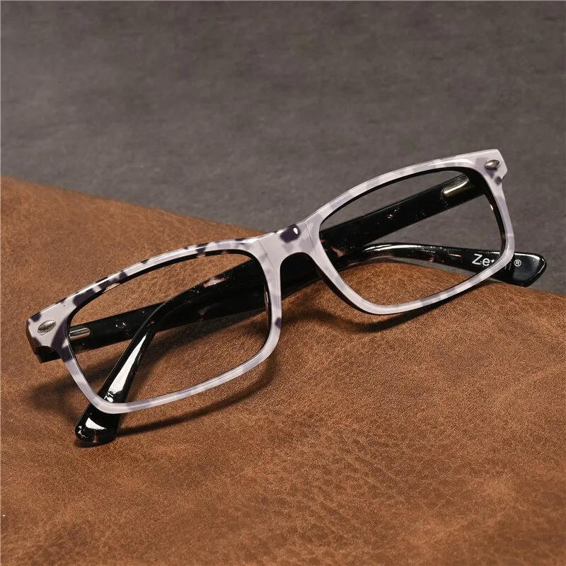 Cubojue Unisex Full Rim Square Tr 90 Titanium Myopic Reading Glasses 07131m
