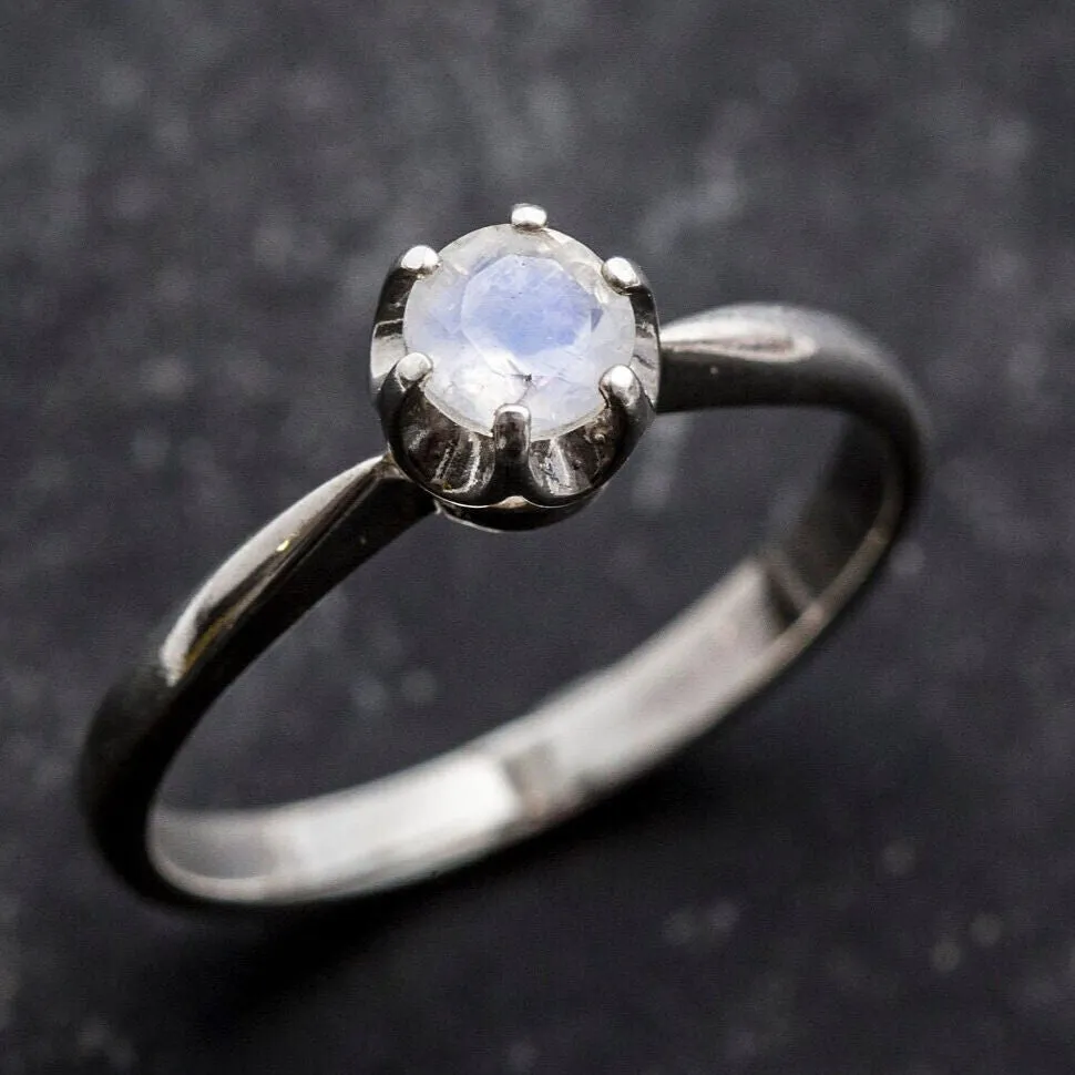 Dainty Moonstone Ring - Natural Rainbow Moonstone - June Birthstone Ring