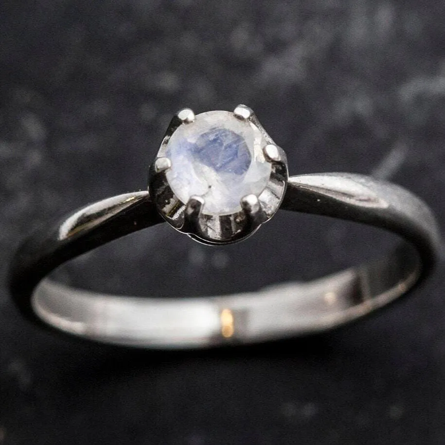 Dainty Moonstone Ring - Natural Rainbow Moonstone - June Birthstone Ring