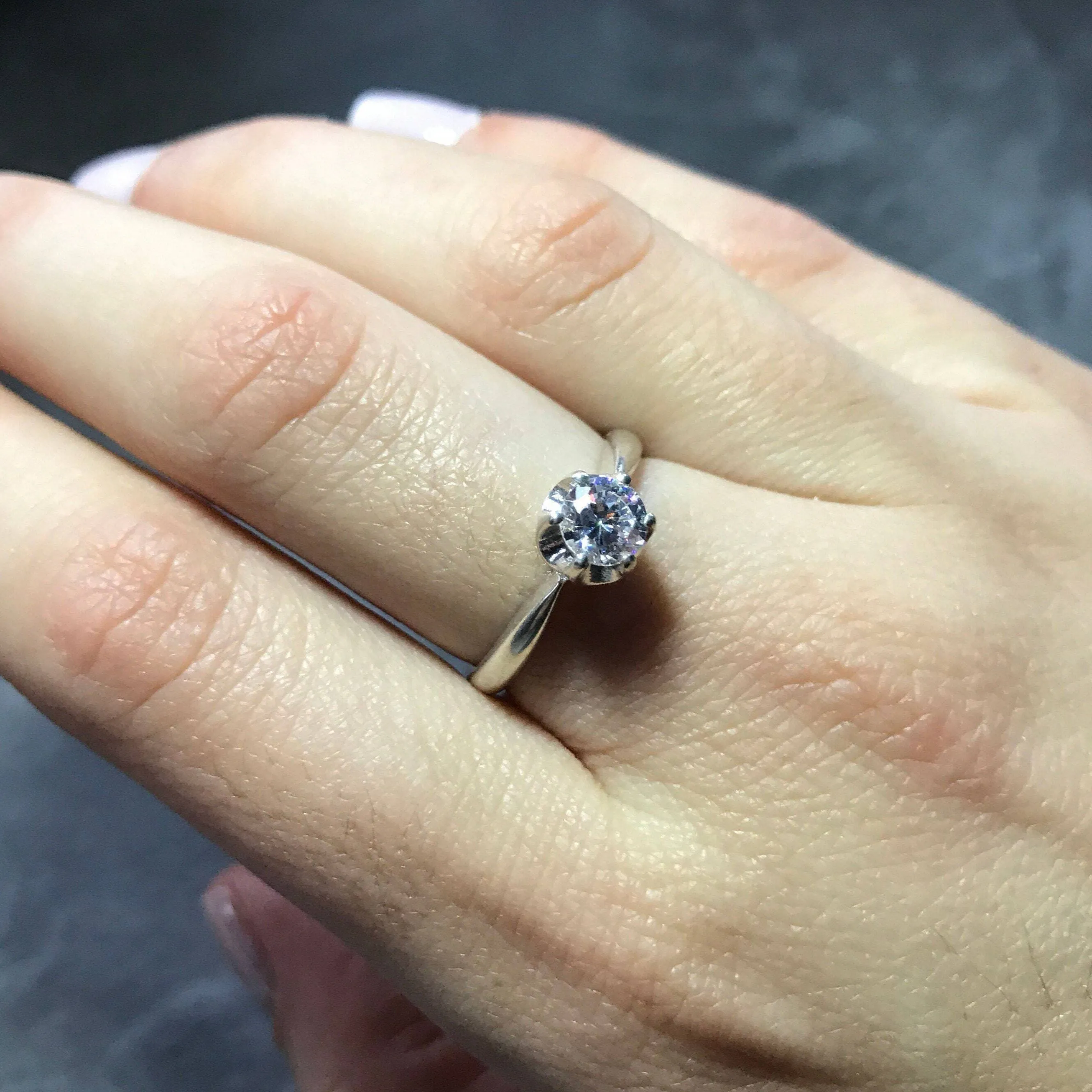 Dainty Moonstone Ring - Natural Rainbow Moonstone - June Birthstone Ring
