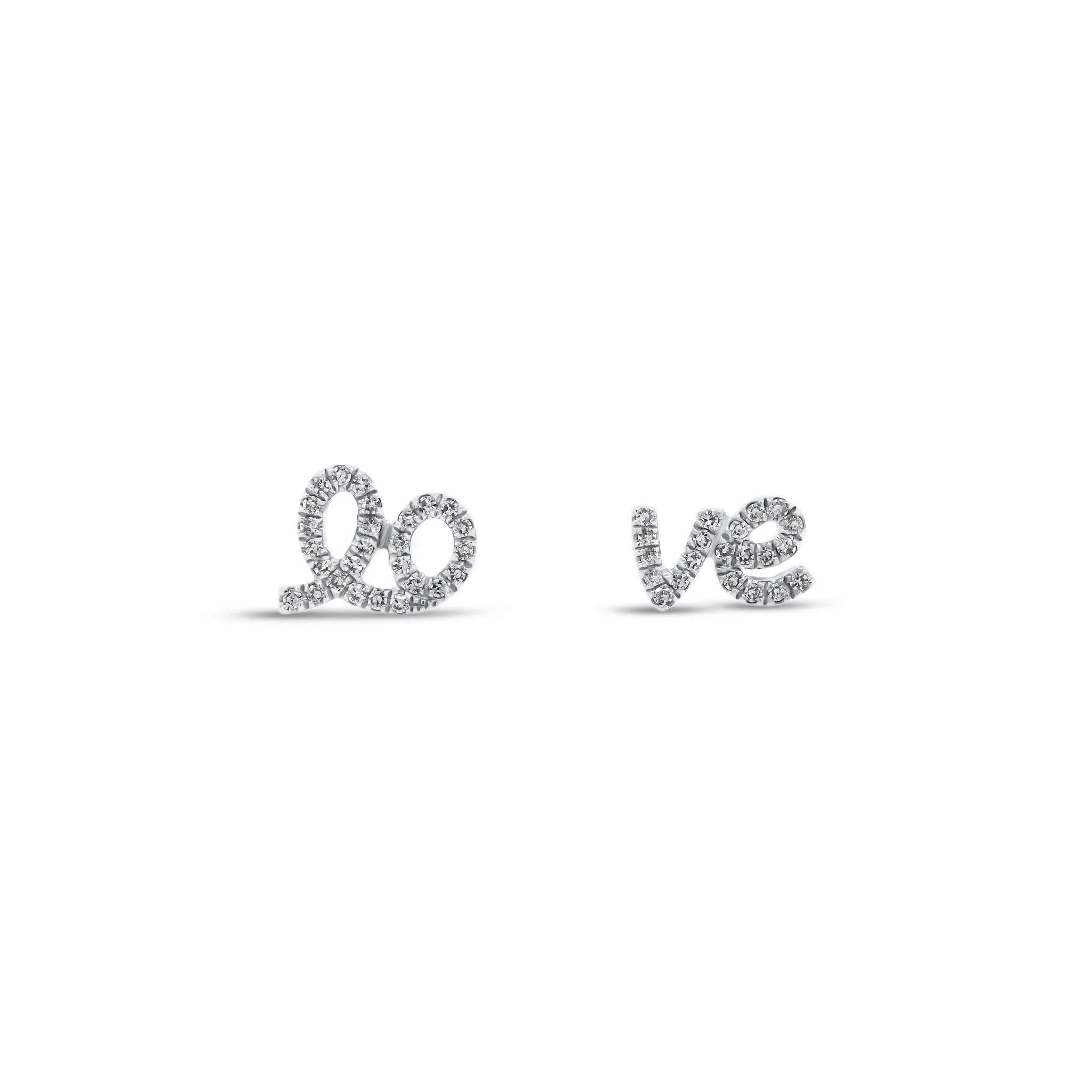 Diamond Love Script Stud Earrings