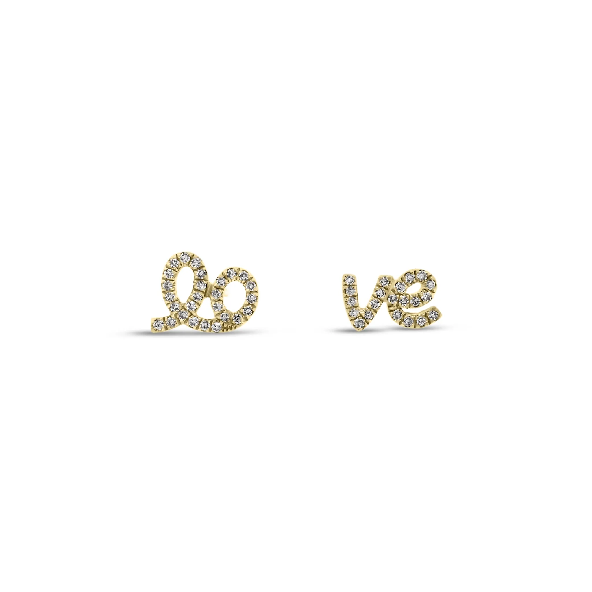 Diamond Love Script Stud Earrings