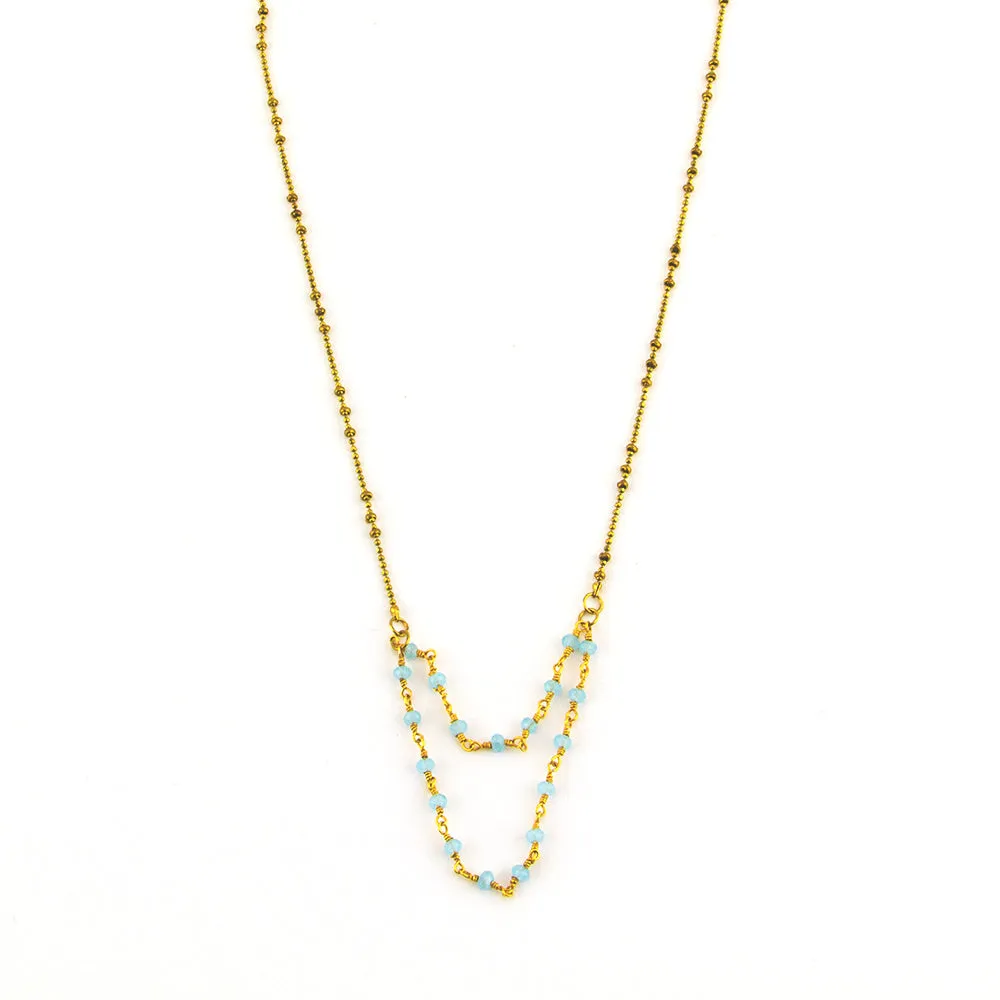 Ella: Double Gemstone Rosary Chain Necklace 