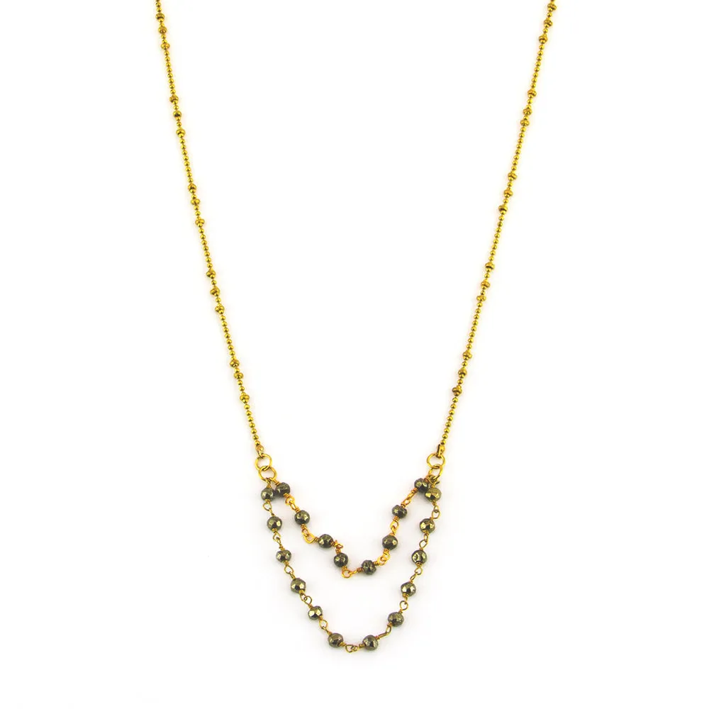 Ella: Double Gemstone Rosary Chain Necklace 