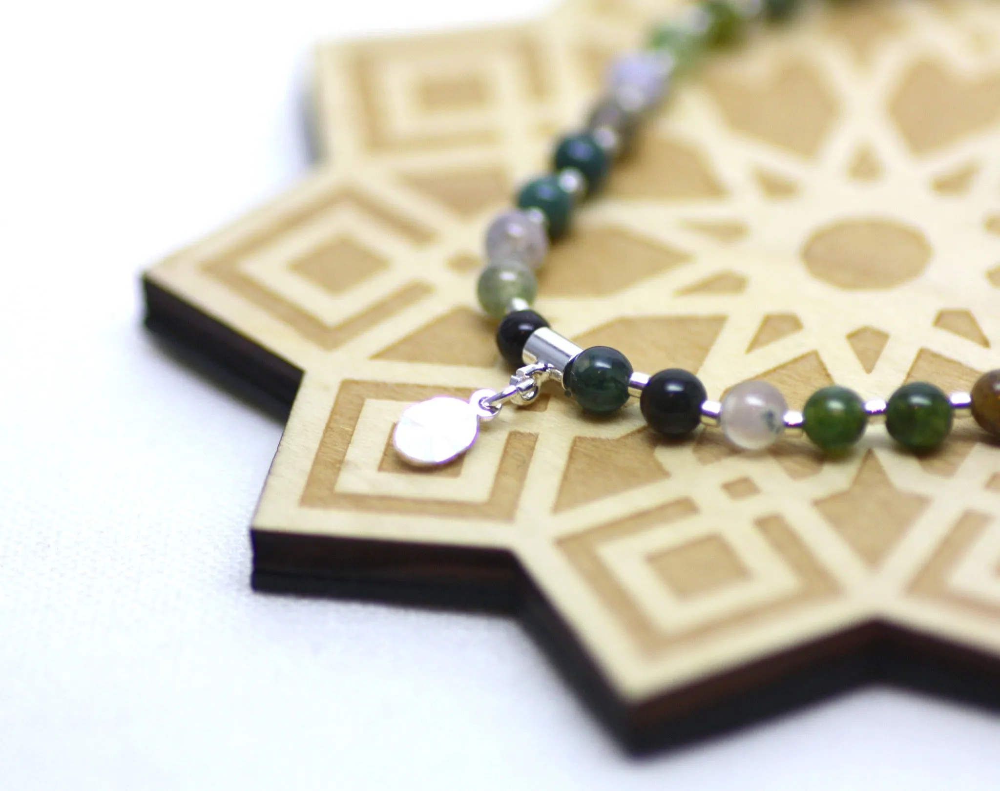 Fancy Jasper and Silver Wrist Tasbih