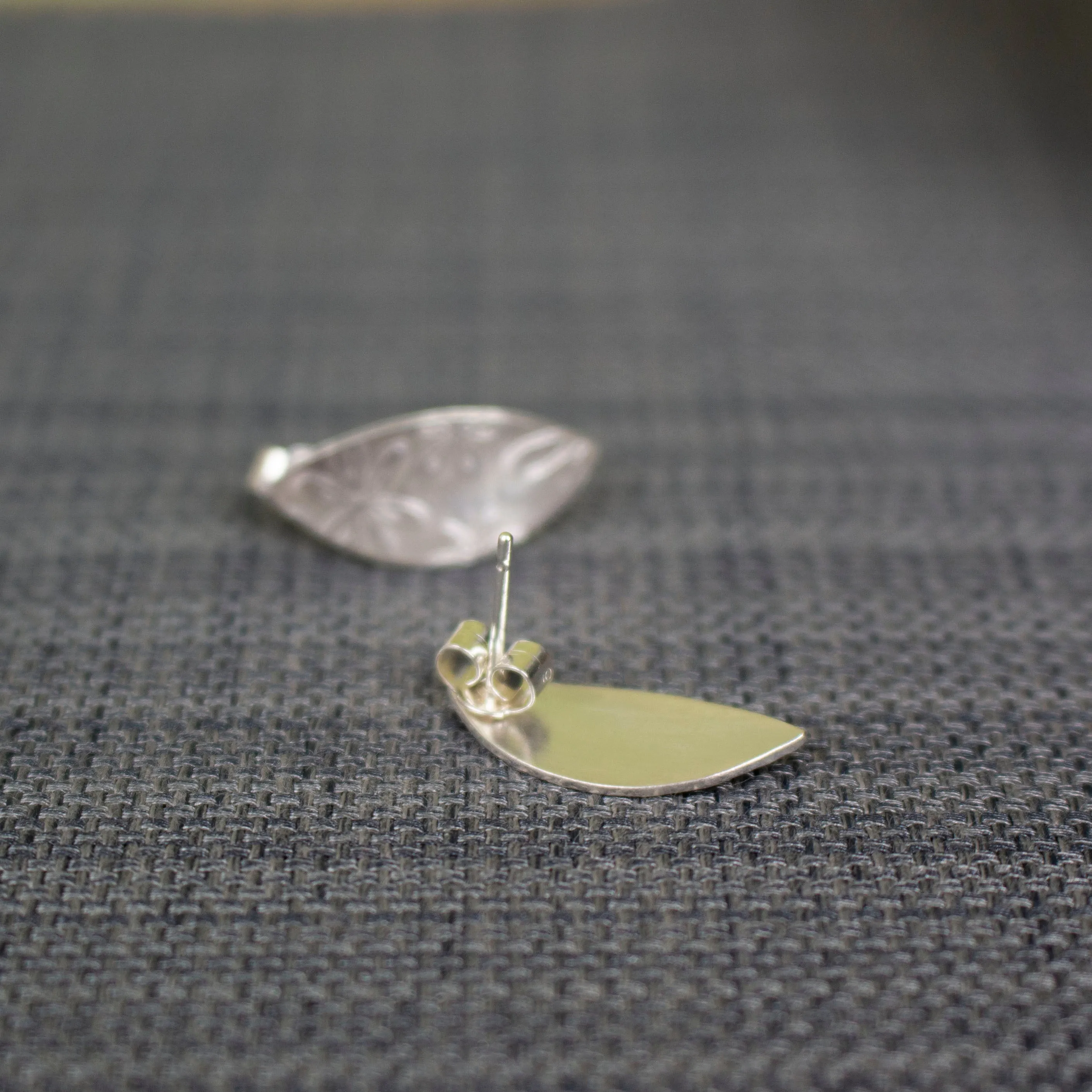 Floral Petal Silver Stud Earrings