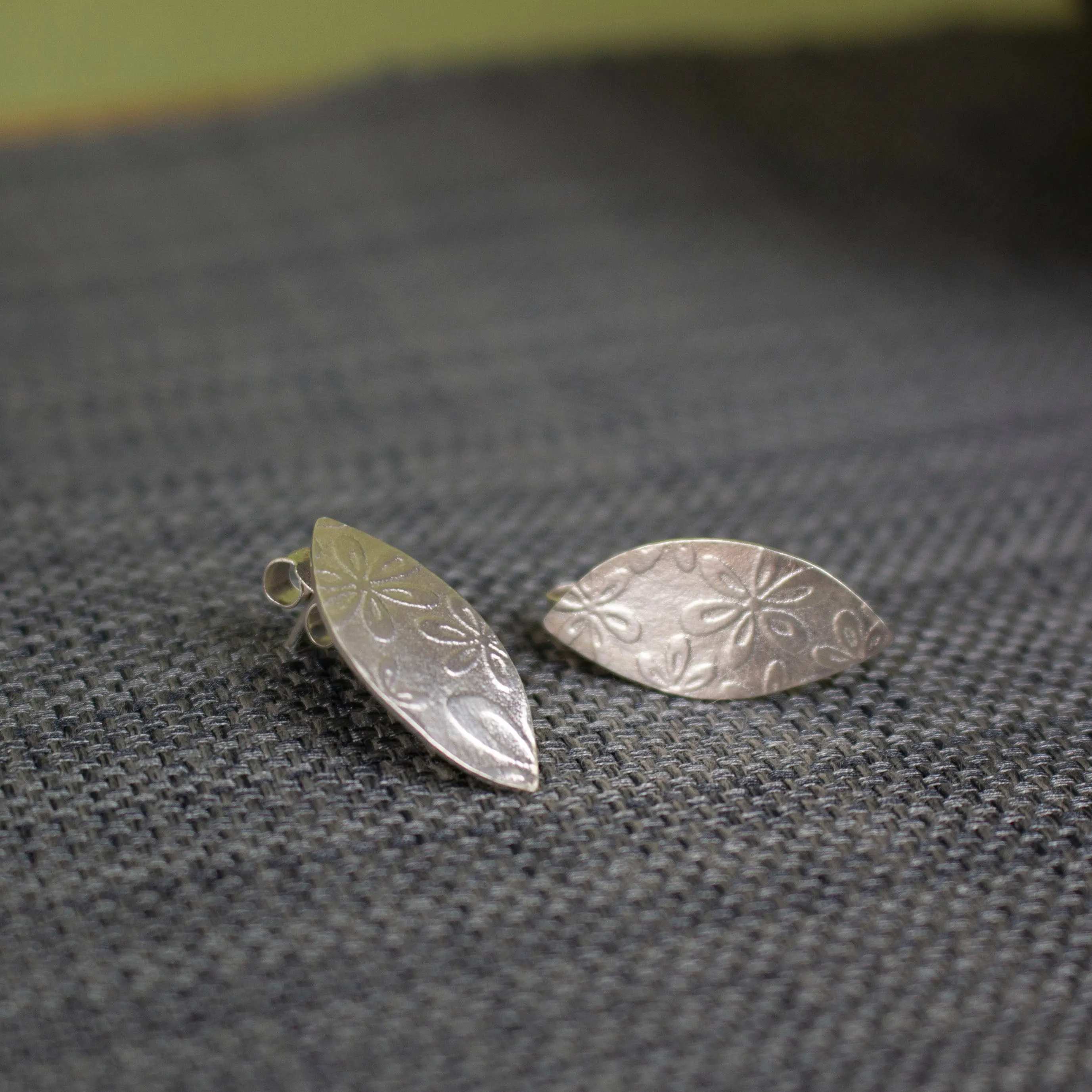 Floral Petal Silver Stud Earrings