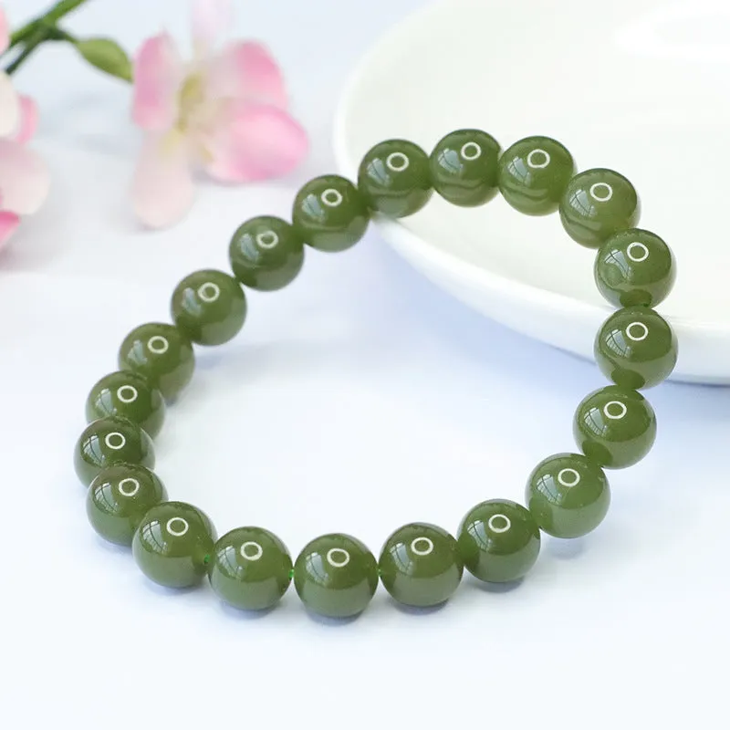 Fortune's Favor Sterling Silver Bracelet with Natural Hetian Jade