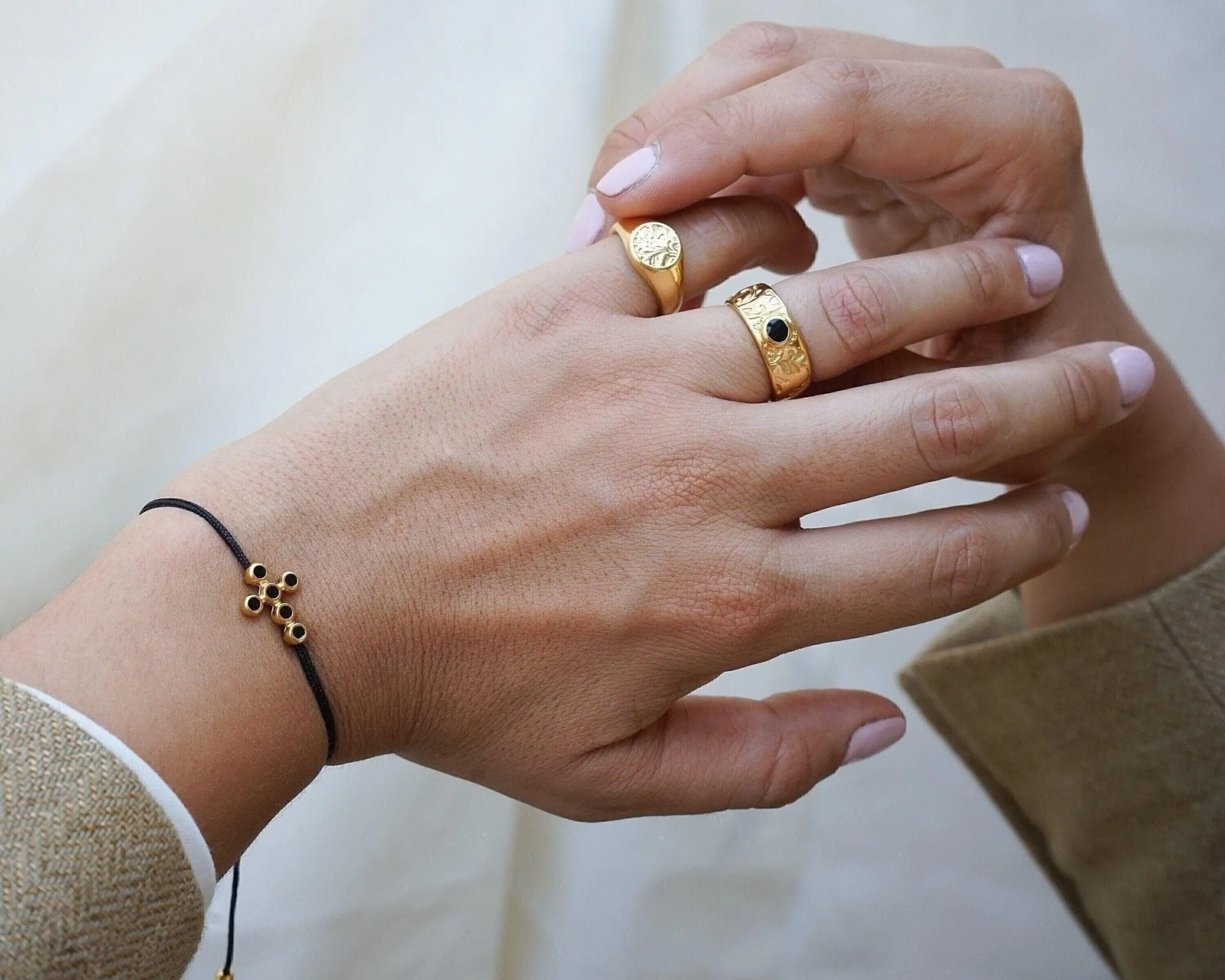 Gold Floral Stamp Signet Ring