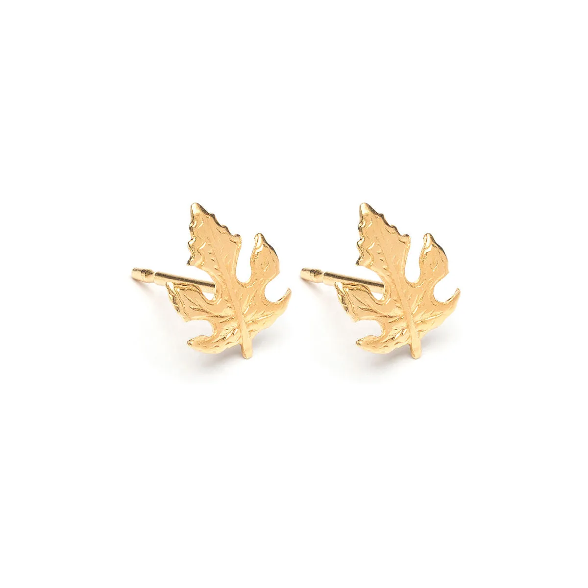 Gold Plated Maple Leaf Stud Earrings