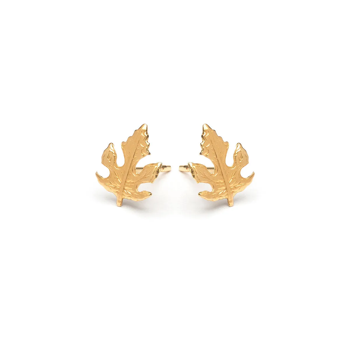 Gold Plated Maple Leaf Stud Earrings