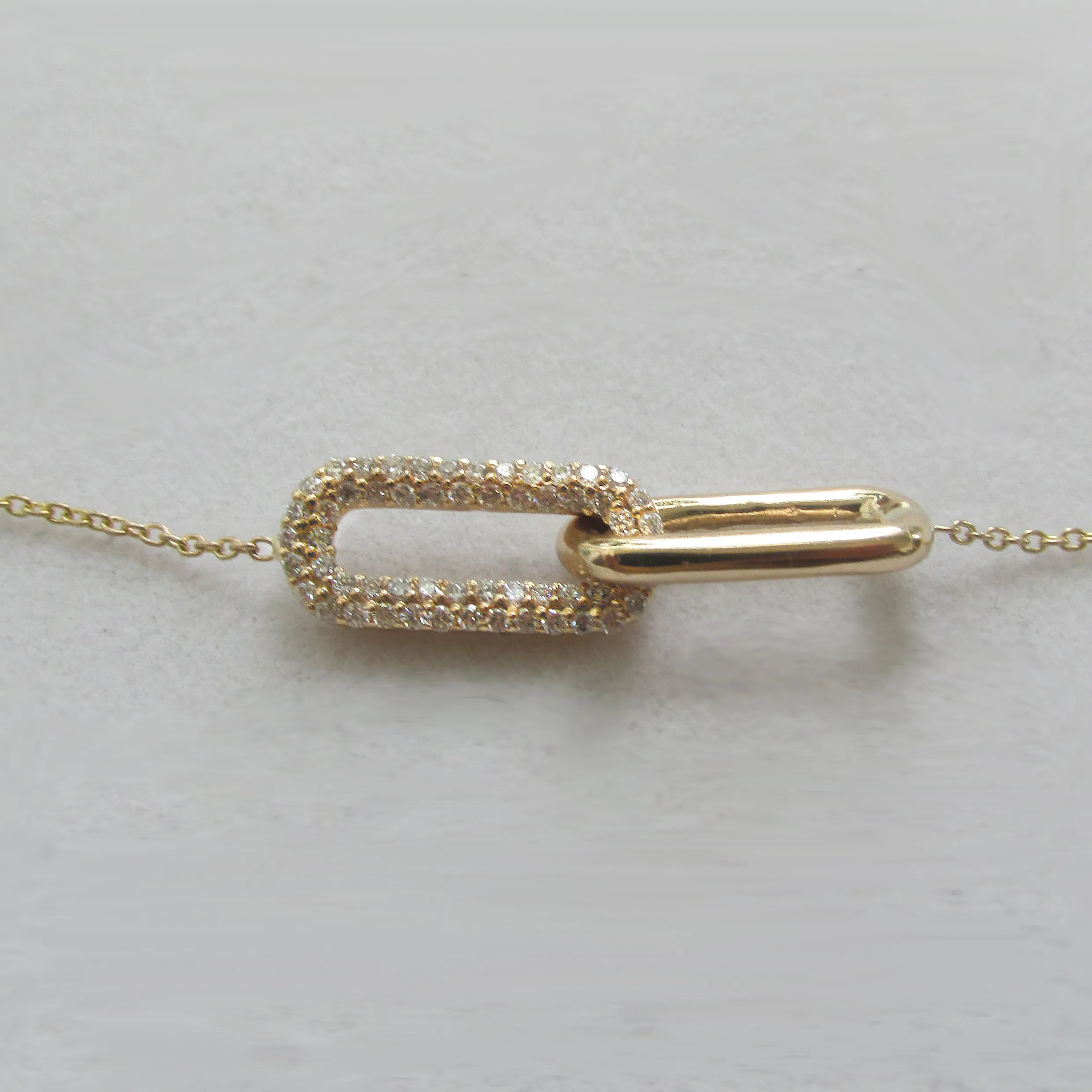 Interlocked Gold Diamond Paperclip Link Bracelet