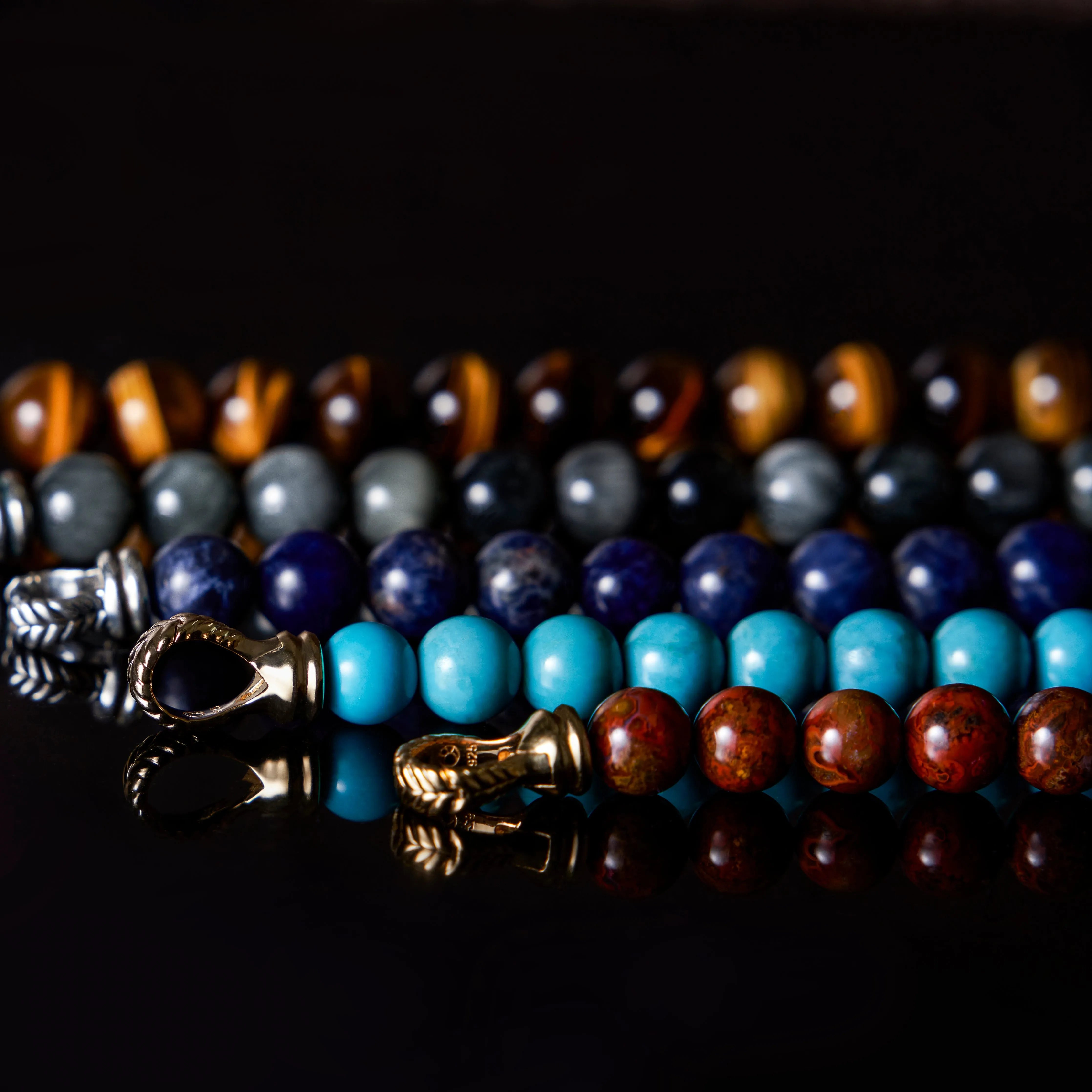 Laurel Silver Onyx Beaded Bracelet