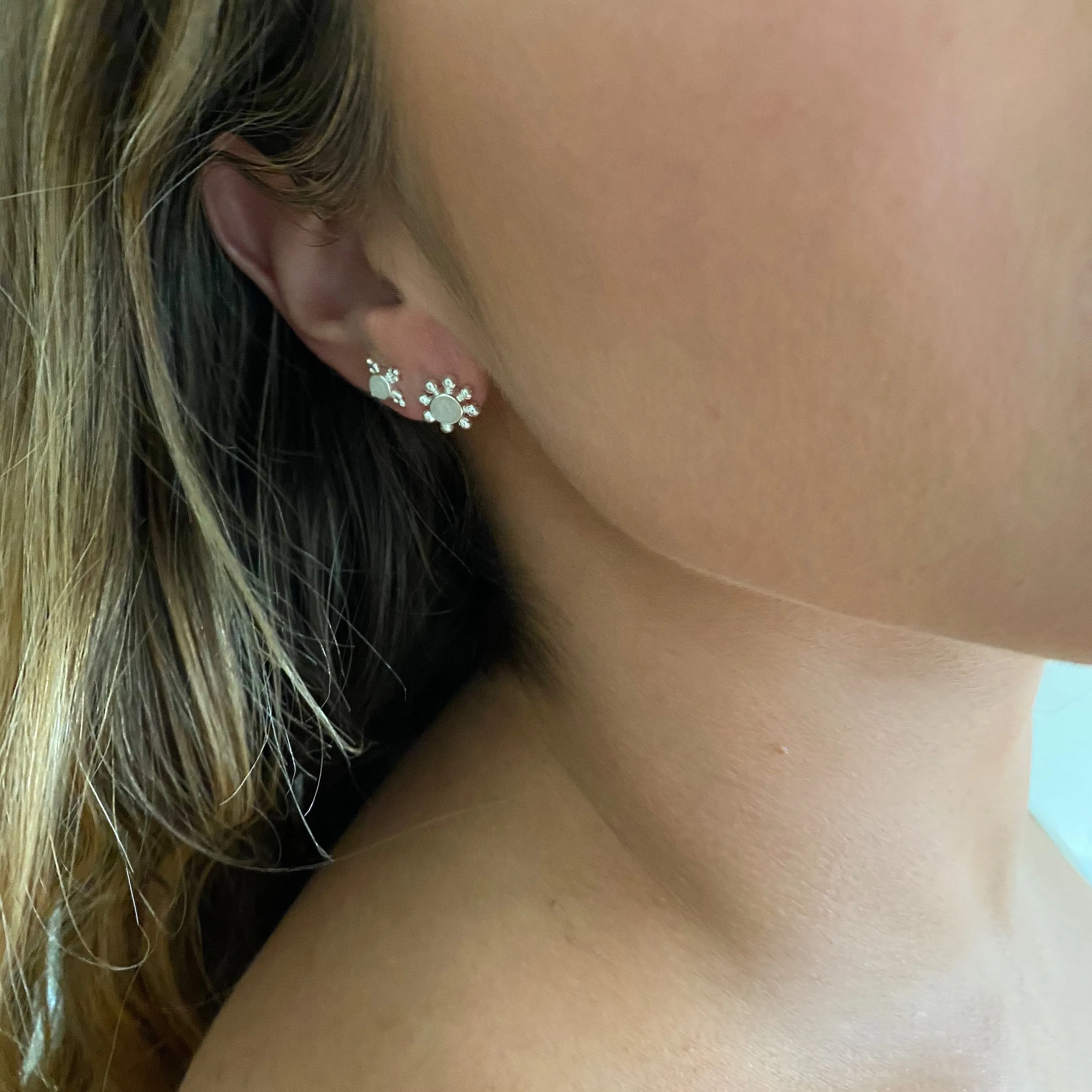 Little Sun Sterling Silver Rainbow Moonstone Stud Earrings