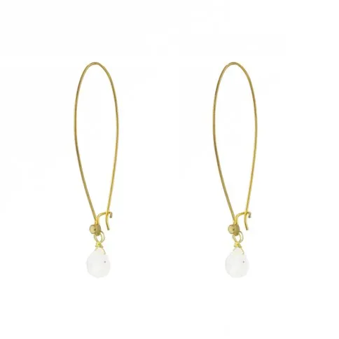 Long Simple Stone Earrings: Choose Your Gemstone in Brass or Silver