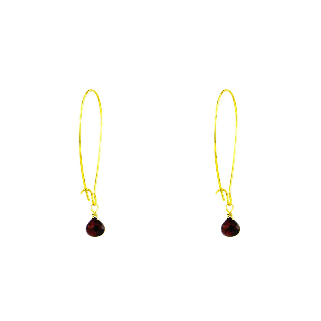 Long Simple Stone Earrings: Choose Your Gemstone in Brass or Silver