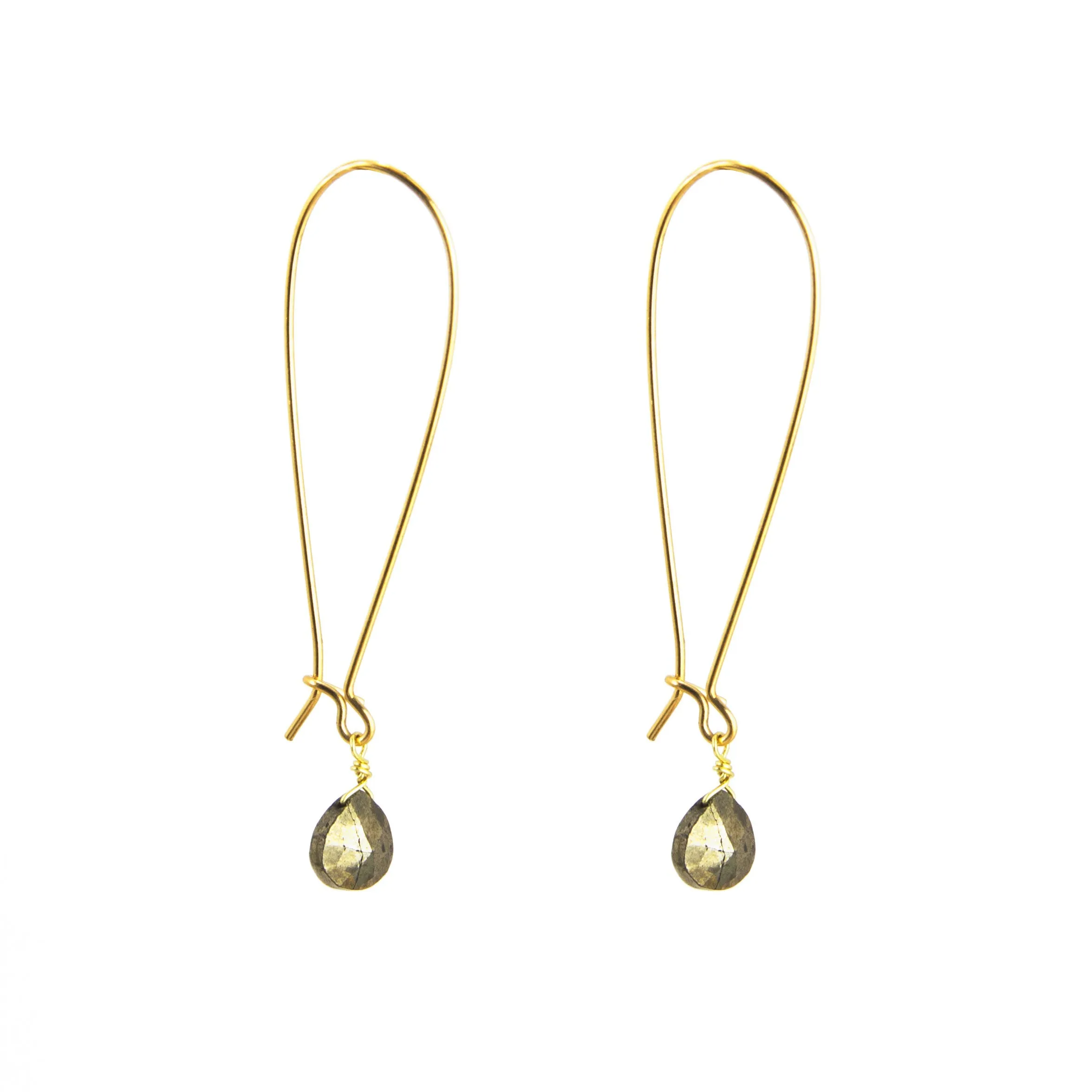Long Simple Stone Earrings: Choose Your Gemstone in Brass or Silver
