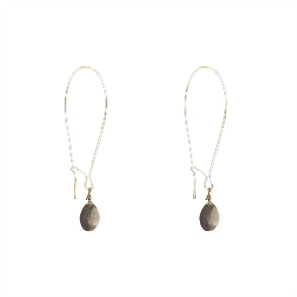 Long Simple Stone Earrings: Choose Your Gemstone in Brass or Silver
