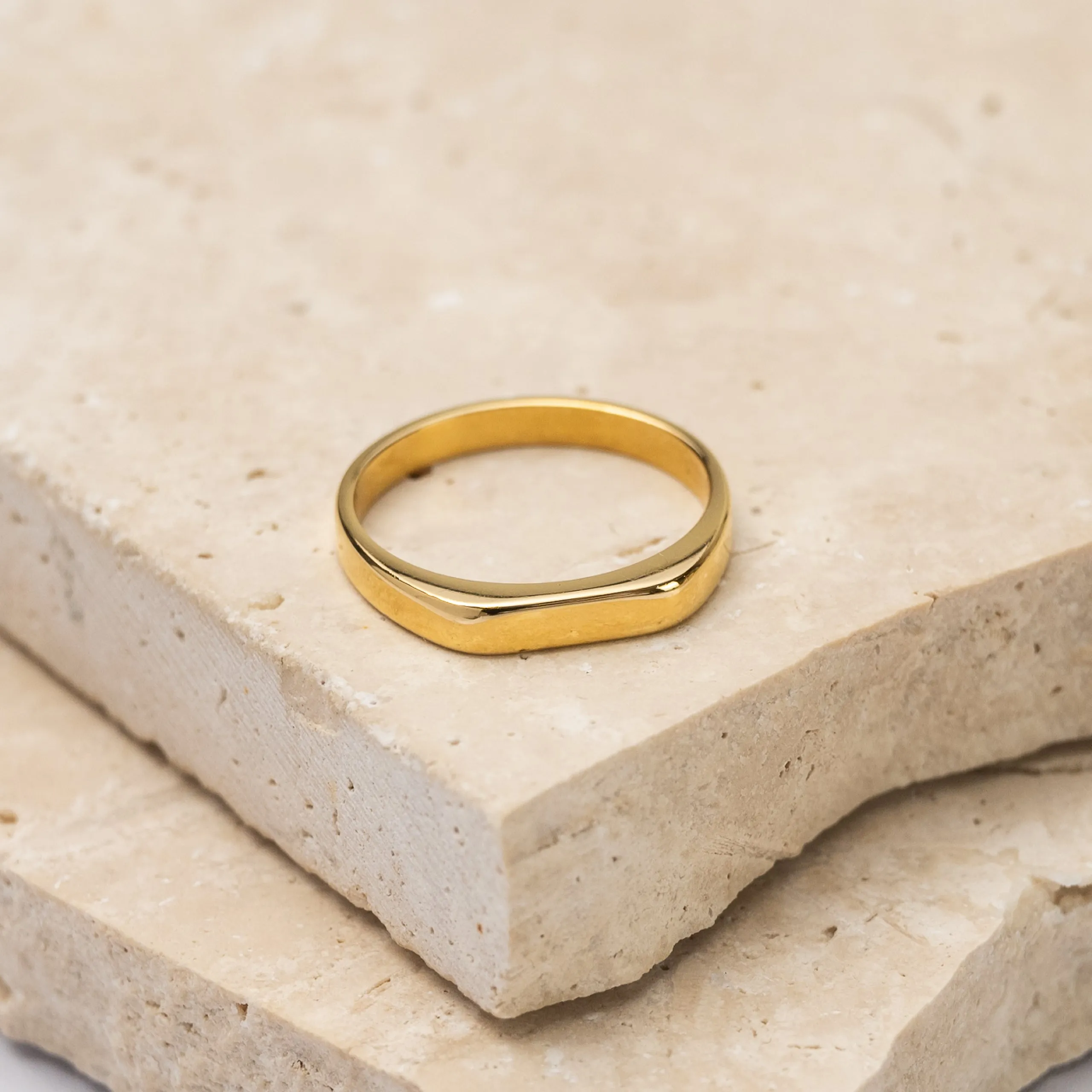 Monika 18k gold plated T bar ring