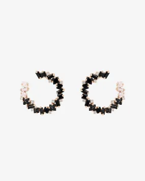 Nadima Black Ombre Midi Spiral Hoops