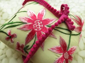 One of a kind embroidered Ring Bearer Pillow