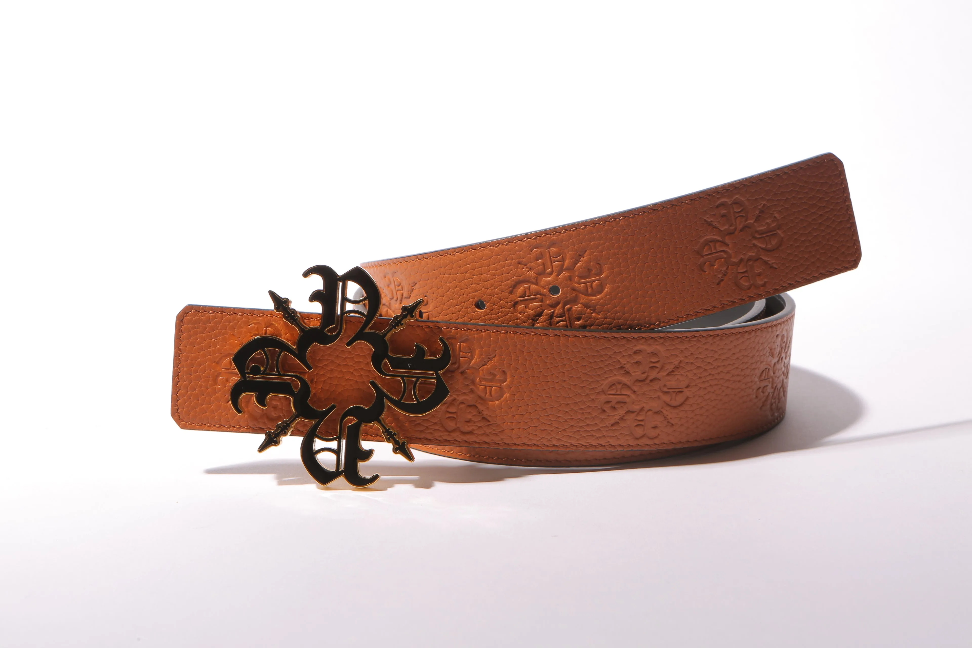 Orange Monogram Leather Belt