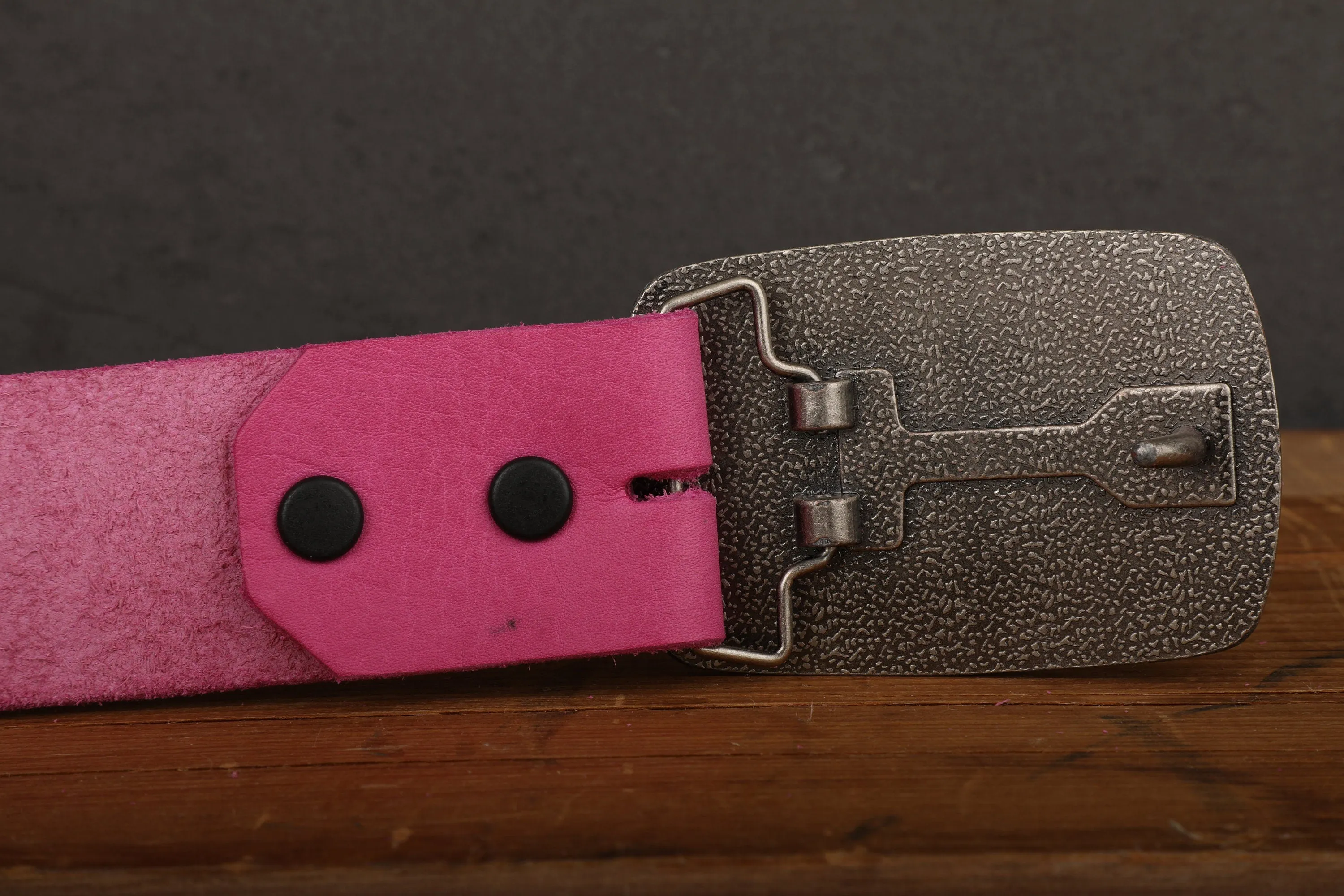 Pink Leather Belt with Antique Brass Buckle