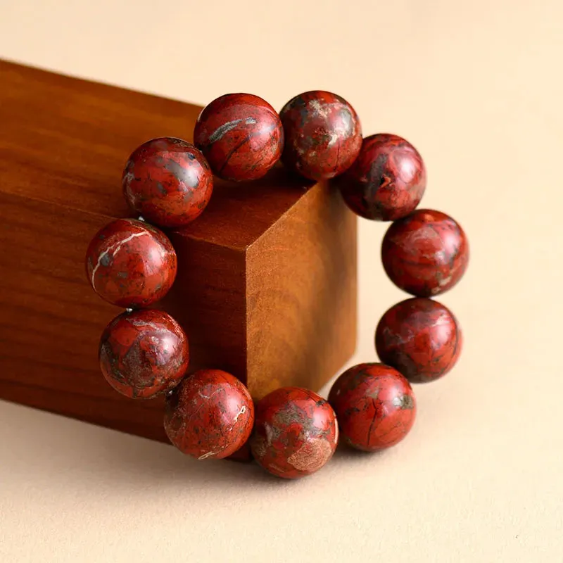Red Jasper Beaded Bracelet - Handmade, Unisex, Natural Stone Jewelry