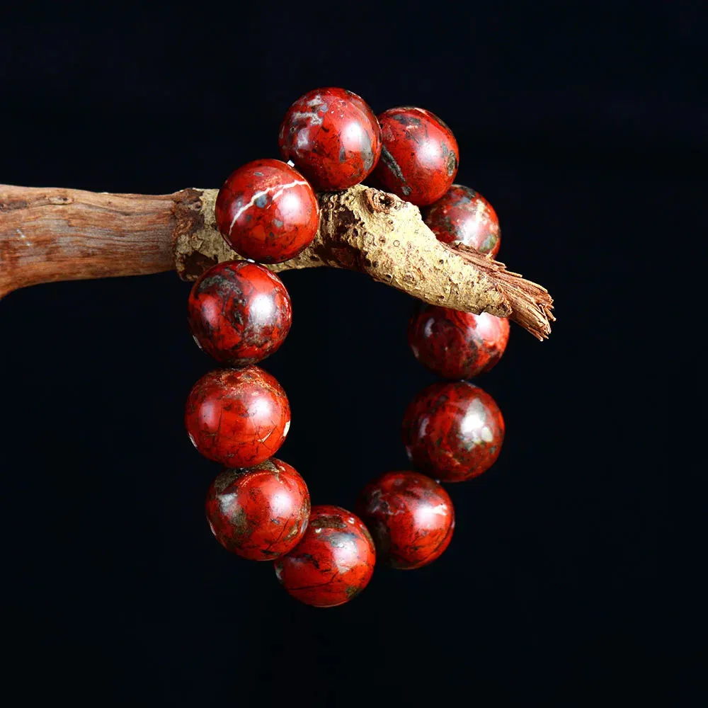Red Jasper Beaded Bracelet - Handmade, Unisex, Natural Stone Jewelry