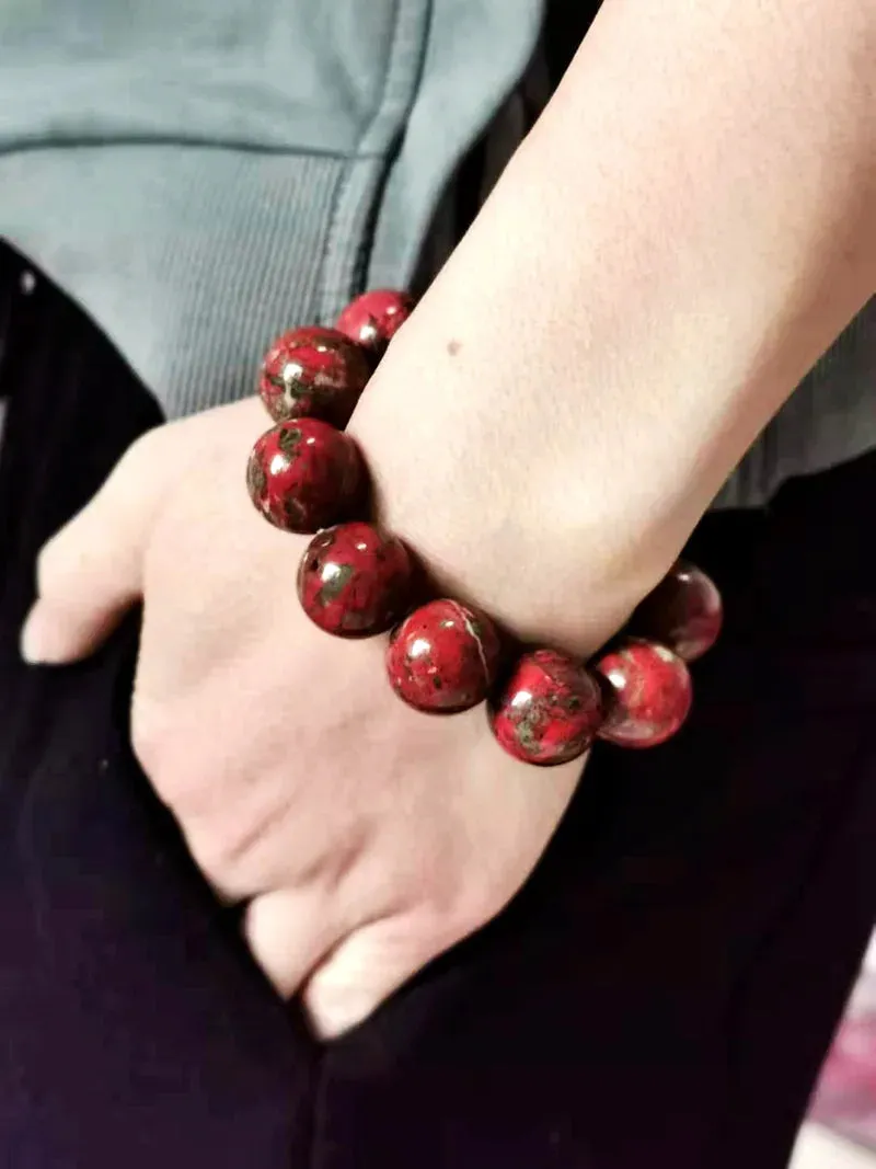 Red Jasper Beaded Bracelet - Handmade, Unisex, Natural Stone Jewelry