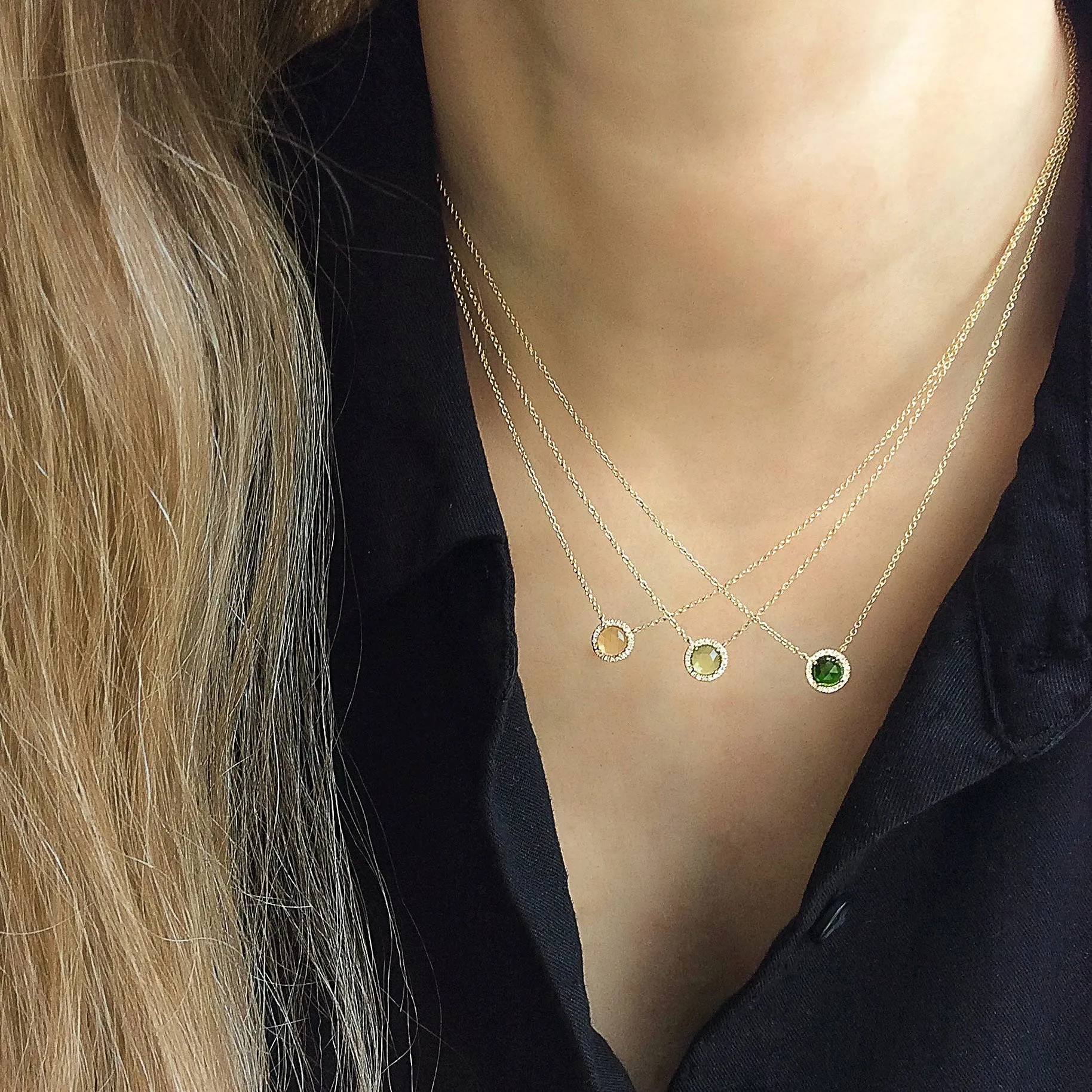 Rosie 5.0mm Rainbow Moonstone & Diamond Necklace