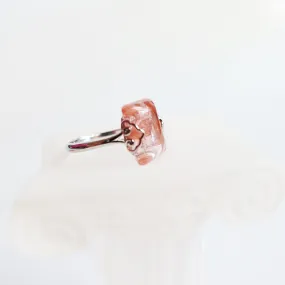 Silver Rectangle Cherry Quartz Ring
