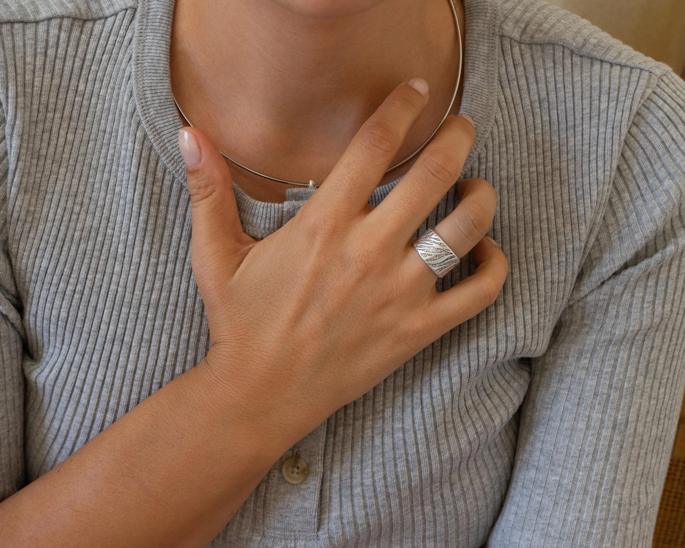 Silver Zebra Animal Print Pattern Ring