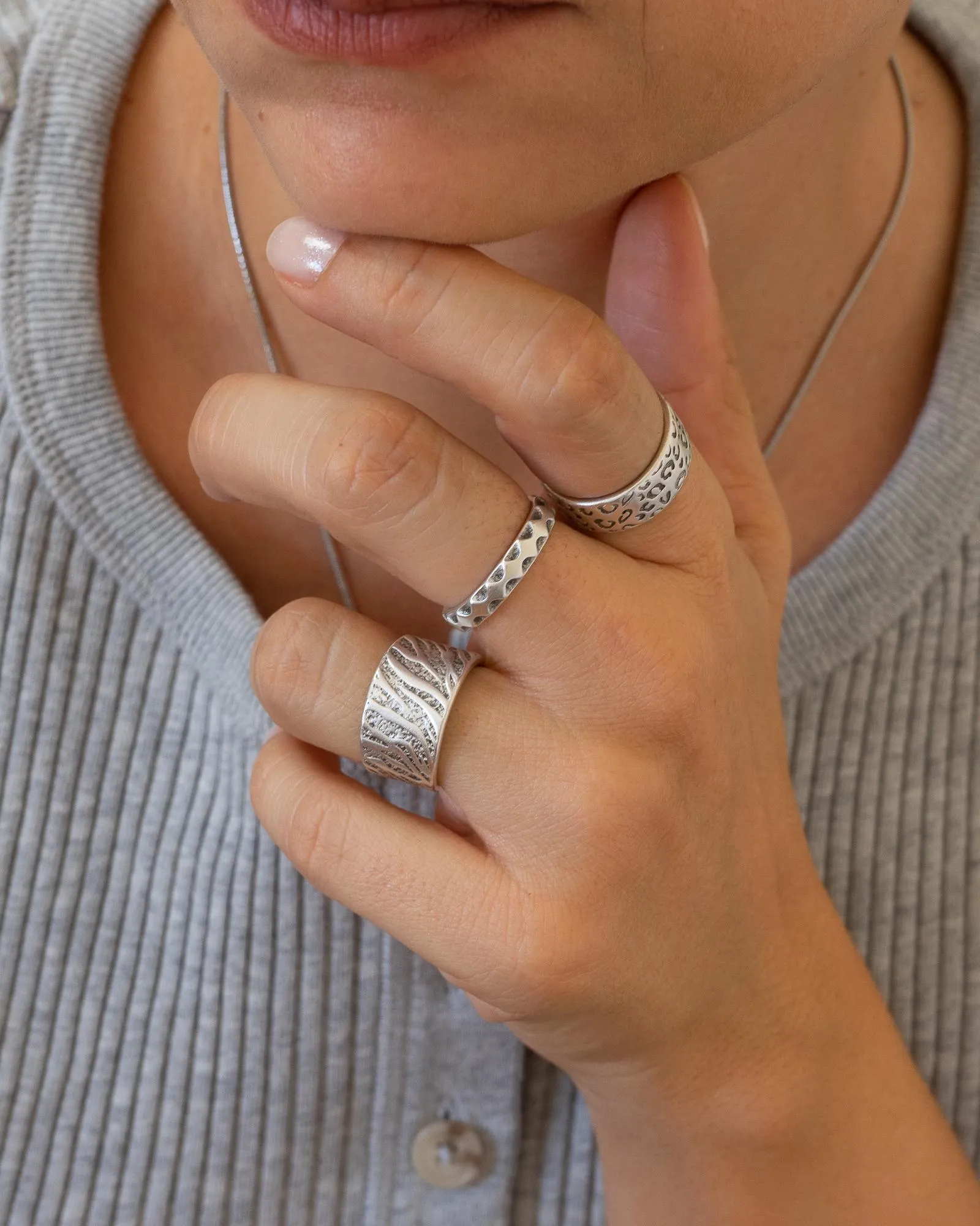 Silver Zebra Animal Print Pattern Ring
