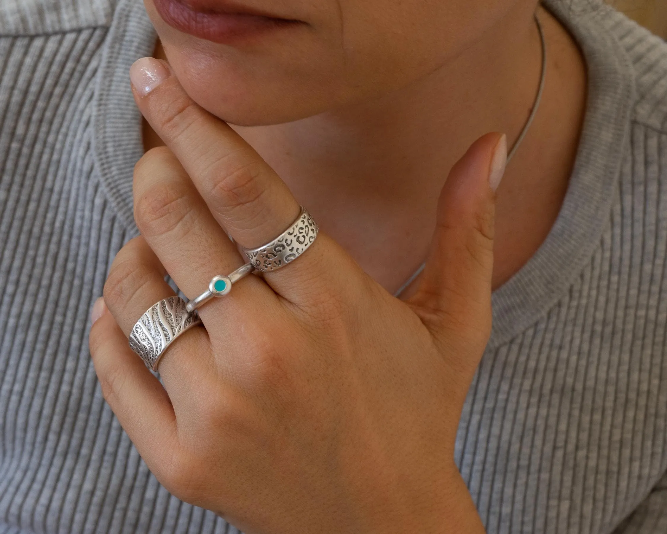Silver Zebra Animal Print Pattern Ring