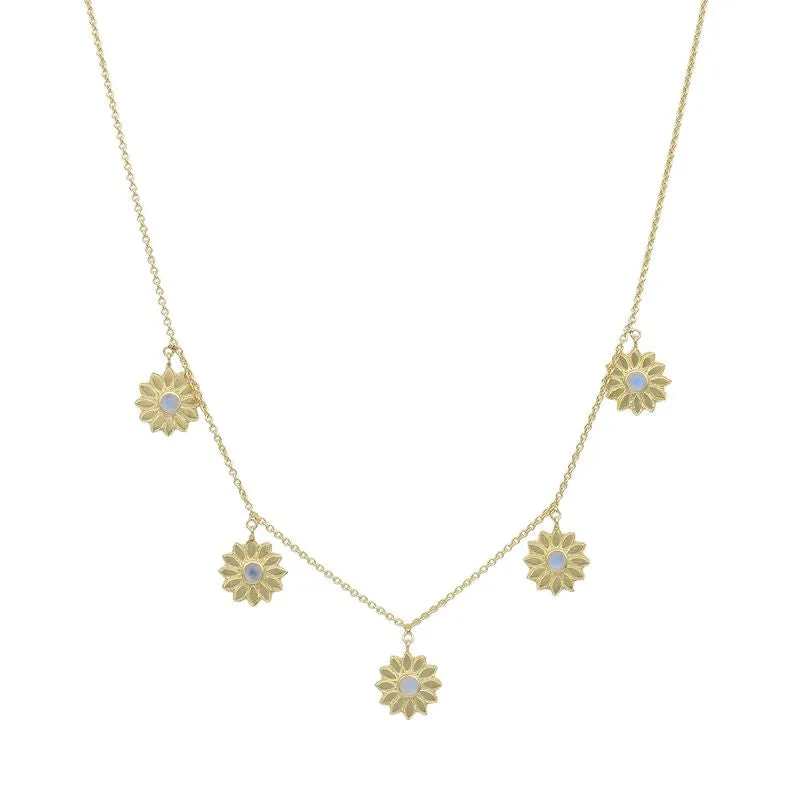 Sunflower Gold Moonstone Chain Necklace