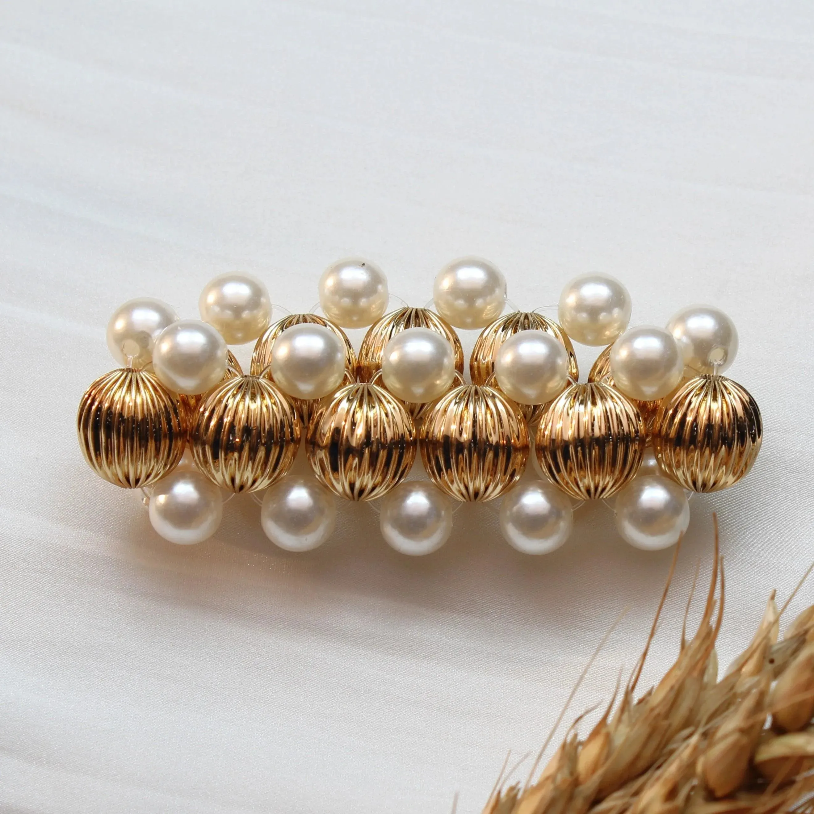 TFC Vortex Pearl Beaded Gold Plated Adjustable Bracelet