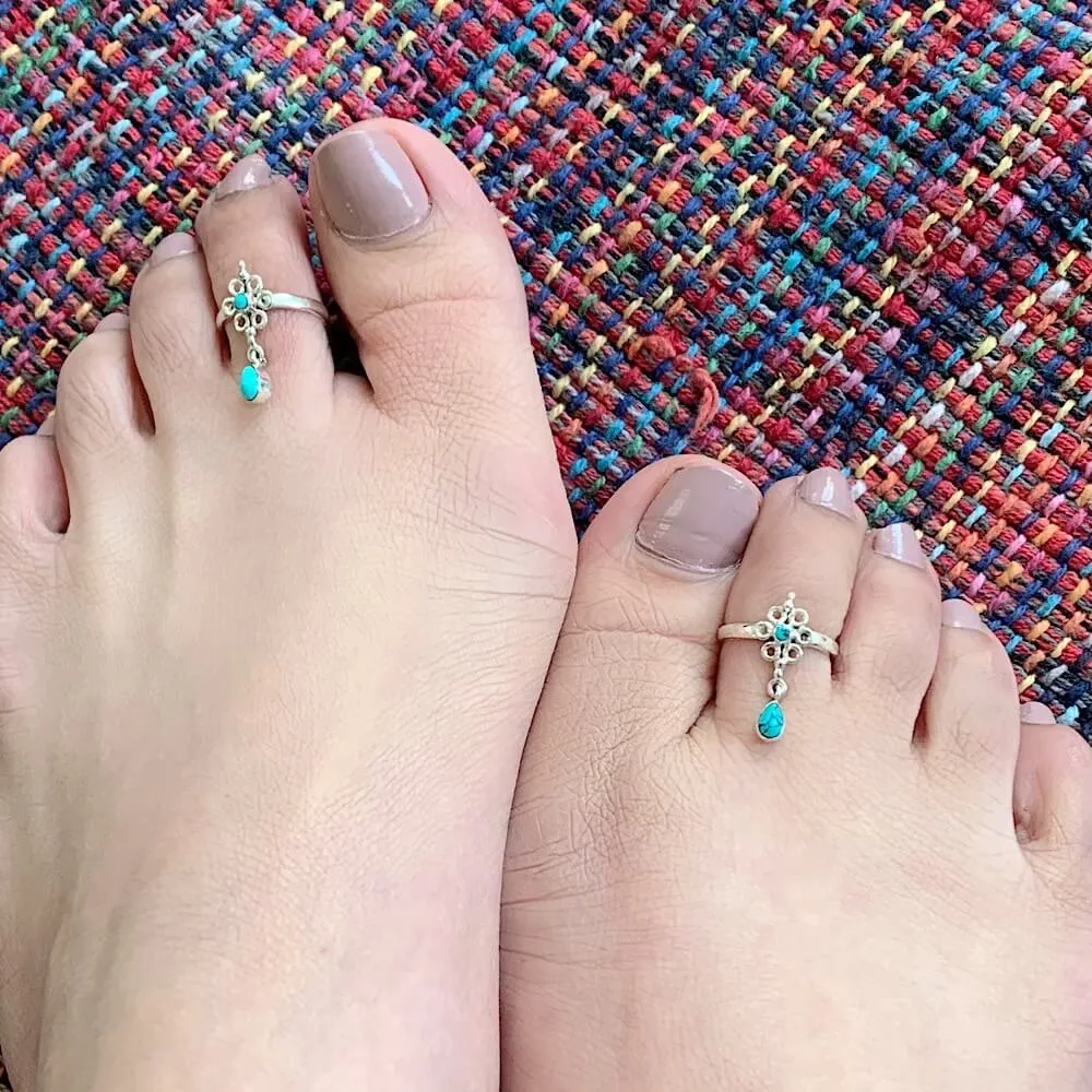 Turquoise Bead Toe Ring (Single)
