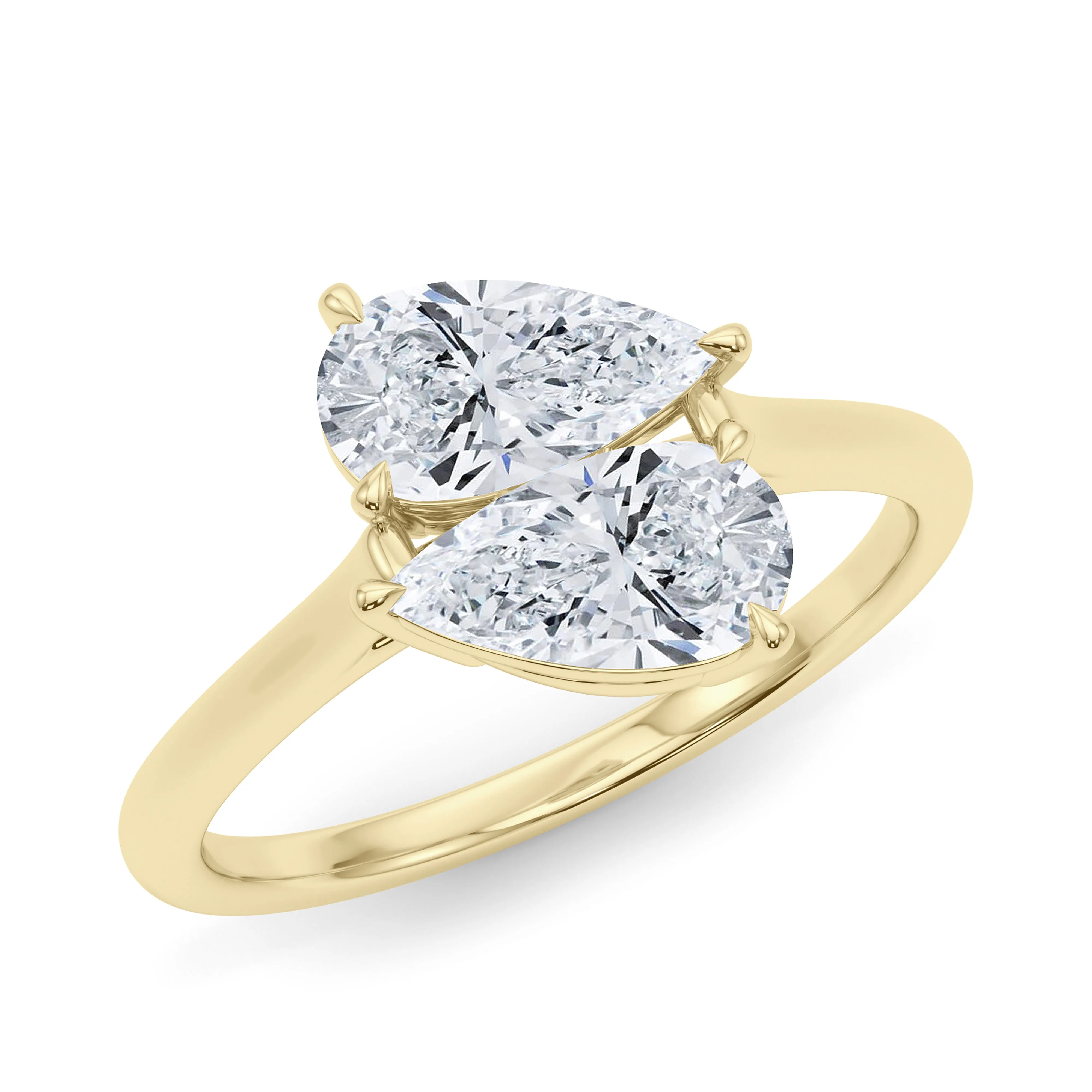 Twin Pear East-West Diamond Ring
