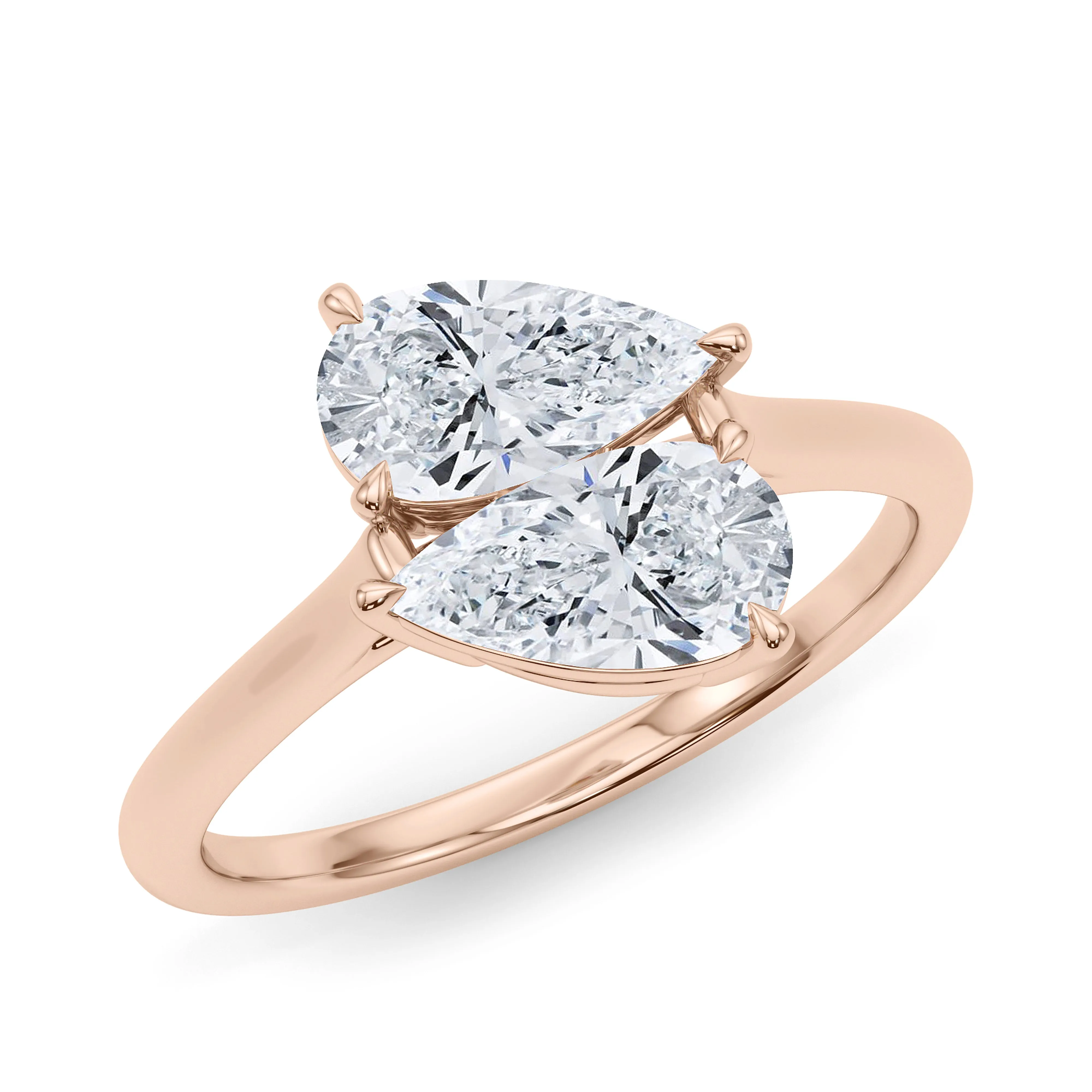 Twin Pear East-West Diamond Ring