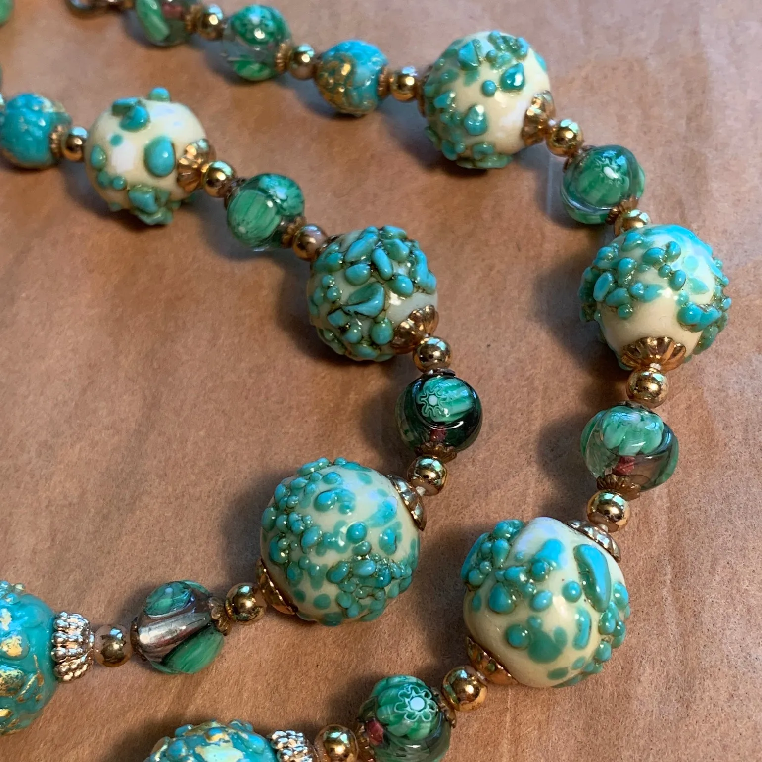 Vintage Venetian Glass Wedding Cake Necklace