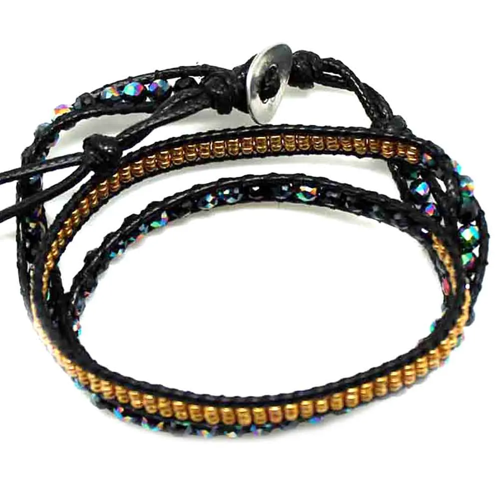 X Katie Soleil Multi Beaded Wrap Bracelet in Peacock