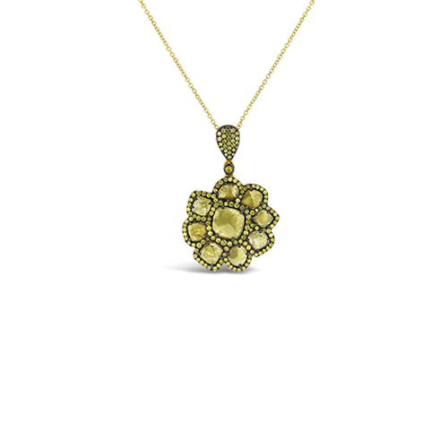 Yellow Diamond Flower Pendant